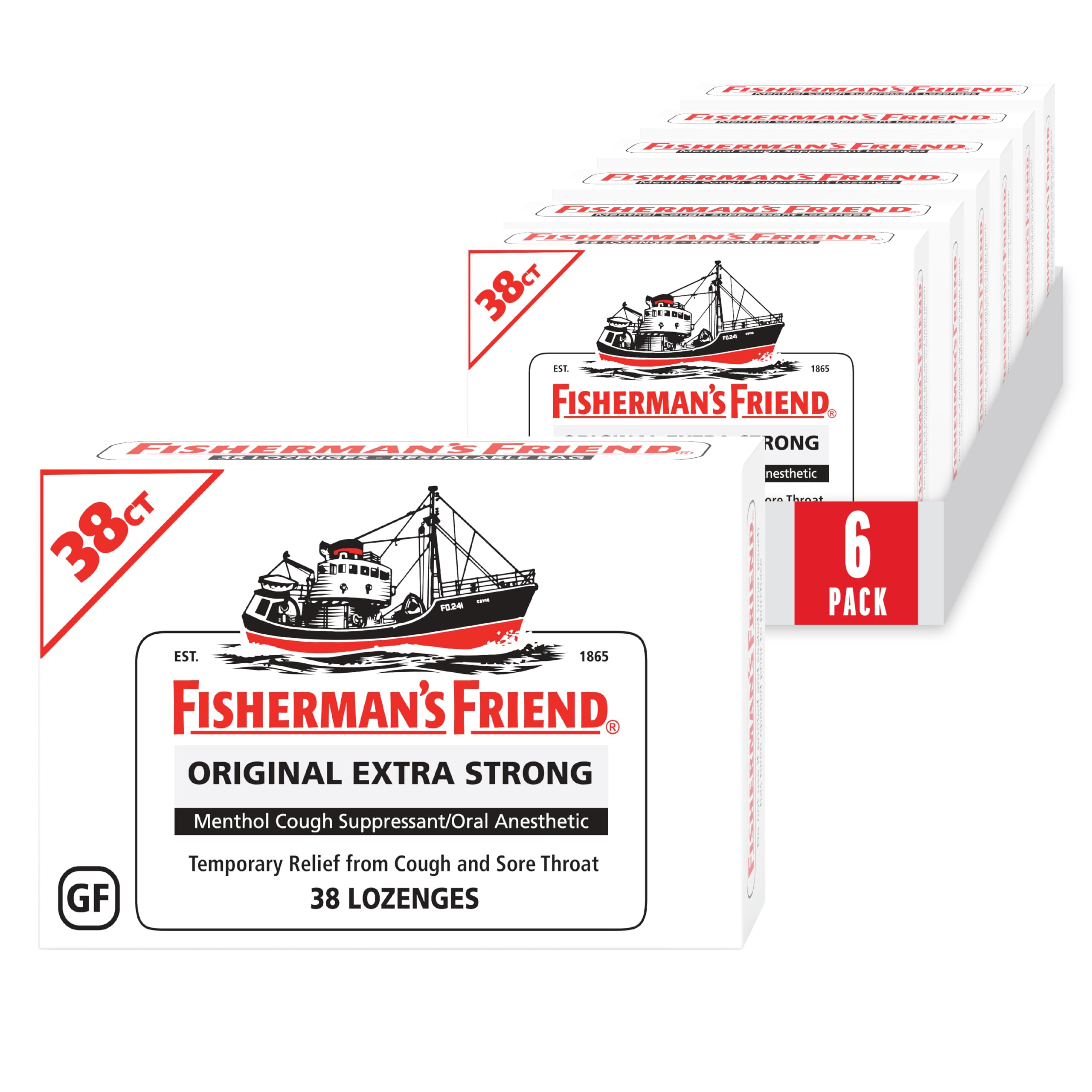 Original Extra Strong Cough Lozenges (38 Drops x 6-Pack), 10mg Natural Menthol, Cooling Relief from Sore Throat, Persistent Cough & Everyday Irritation, Vegan & Gluten-Free