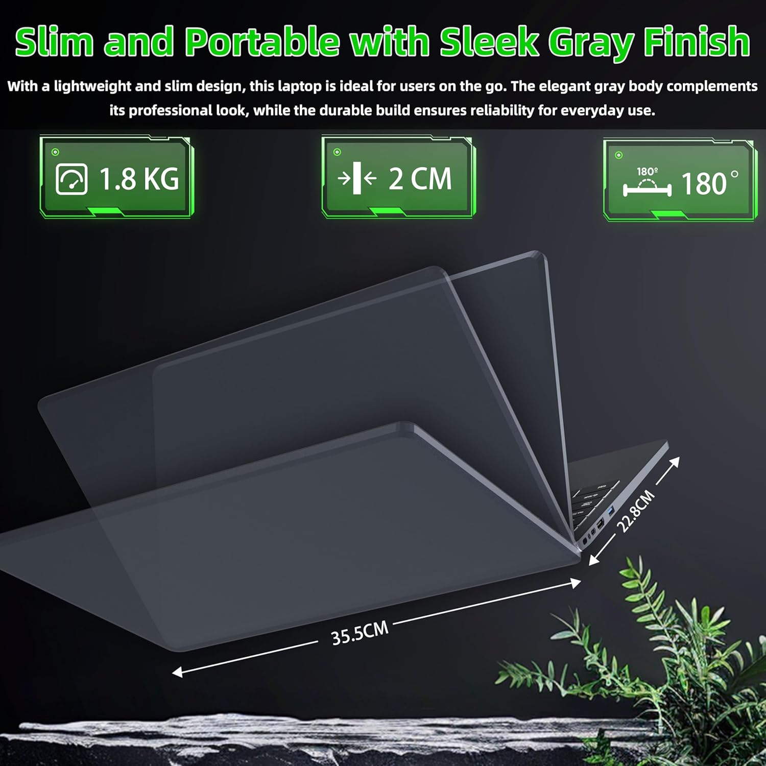 AocBook 15.6'' FHD Laptop, 12th N95, GTX 1060 4GB, 32GB DDR4 RAM, M.2 SSD, Sleek Notebook with Type-C, HDMI, RJ45 Ethernet, Backlit Keyboard, Fingerprint (32GB DDR4 | 1TB SSD) - Image 4