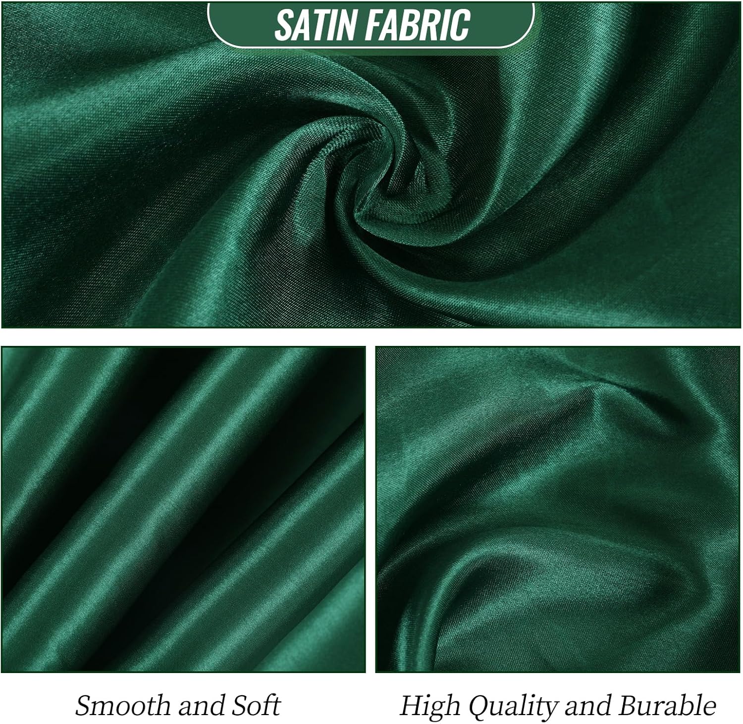 YMHPRIDE 60 PCS Emerald Green Satin Chair Sashes,Ties Bows Designed Chair Sashes for Wedding Party Baby Shower Banquet Restaurant Hotel Folding Chairs Decoration(Emerald Green,7x78 inch)