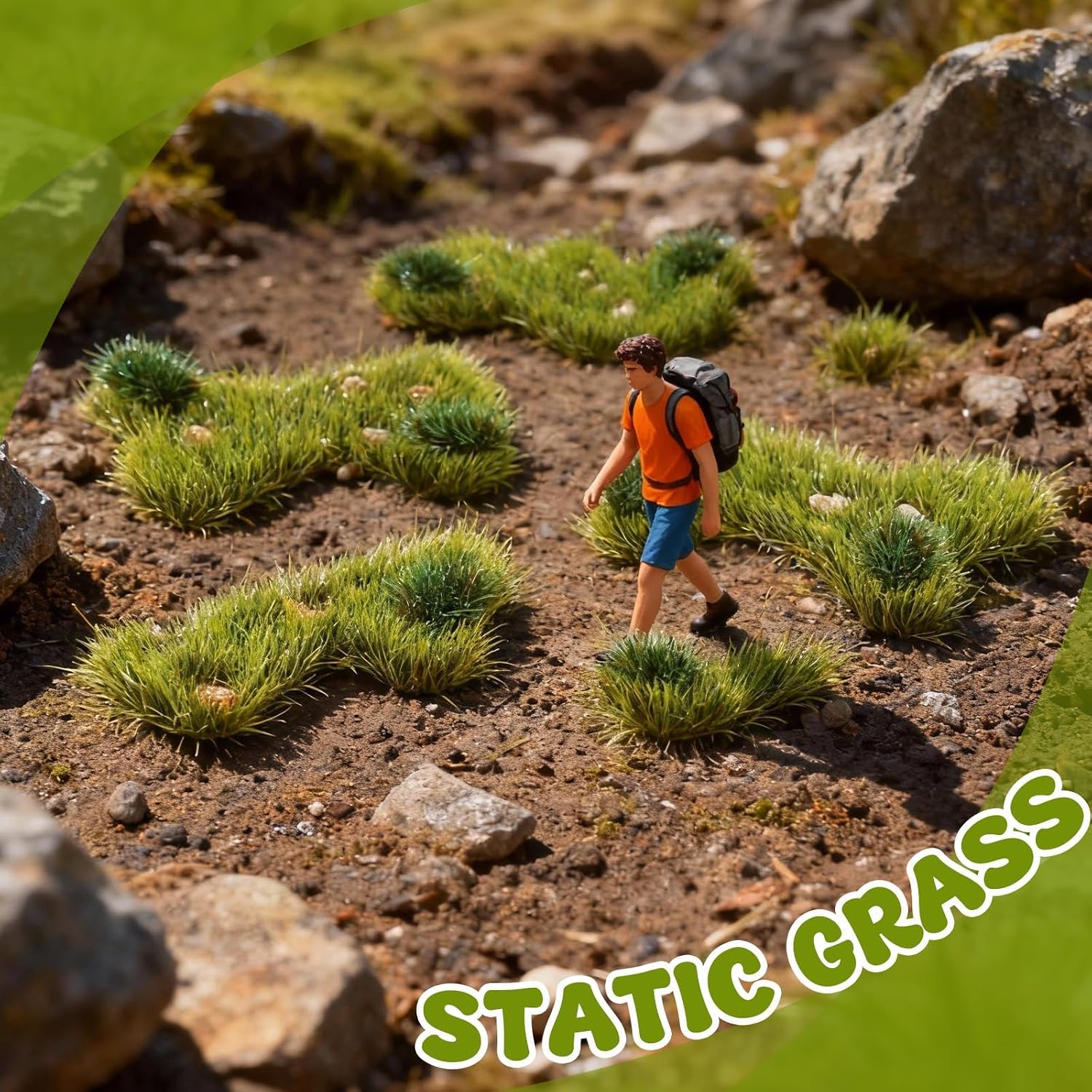 Warmtree 1 Box Static Grass Bushy Tufts Lowland Shrubs Scenery DIY Miniature for Train Landscape Railroad Scenery Sand Military Layout Model War Gaming Terrain (Spring Green)