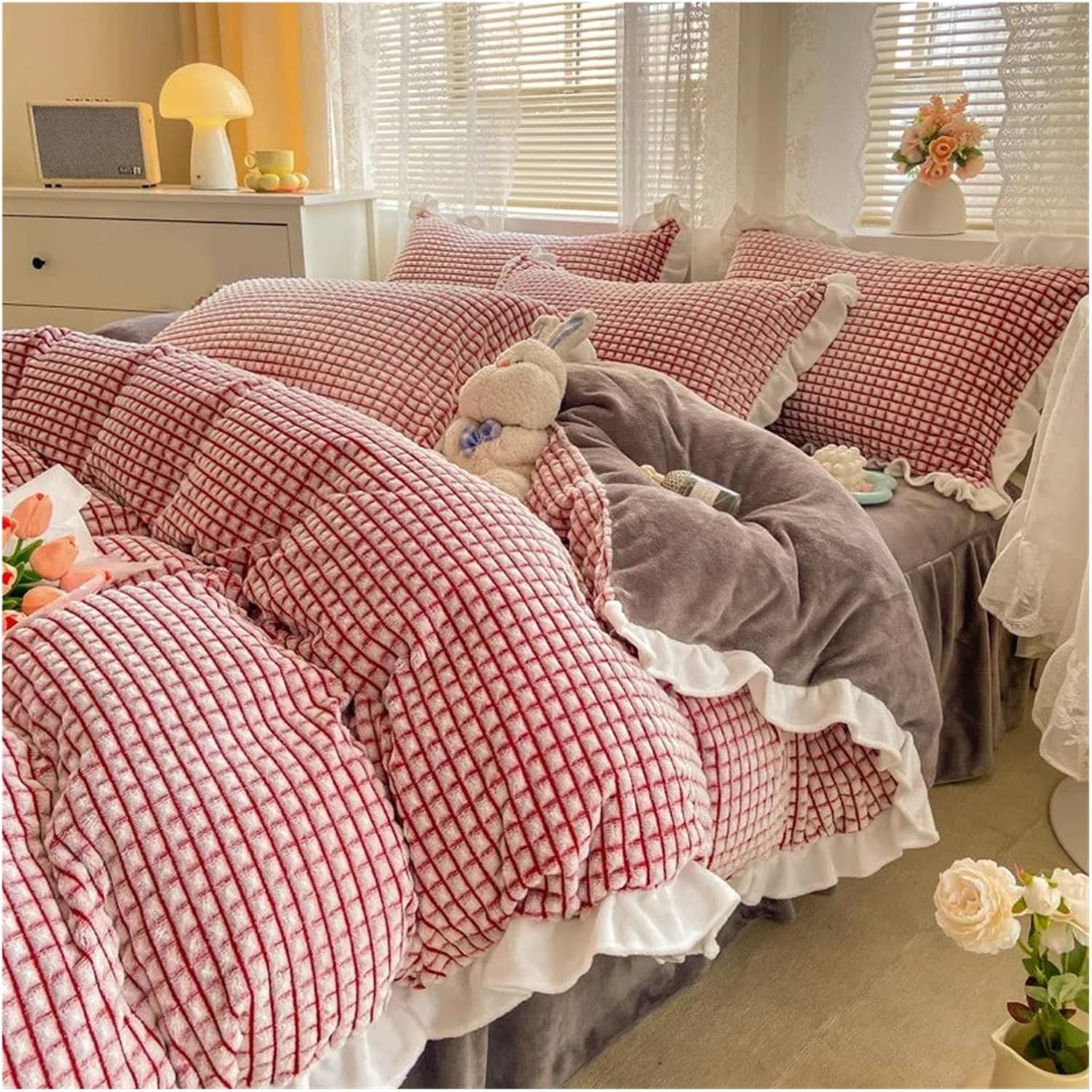 Bed, Winter Thickened facecloth Quilt Cover Warm Coral Velvet Quilt Cover Sheet Pillowcase Soft Luxury Quilt Cover Bedding Set, 150x200cm-3pc, MM-102