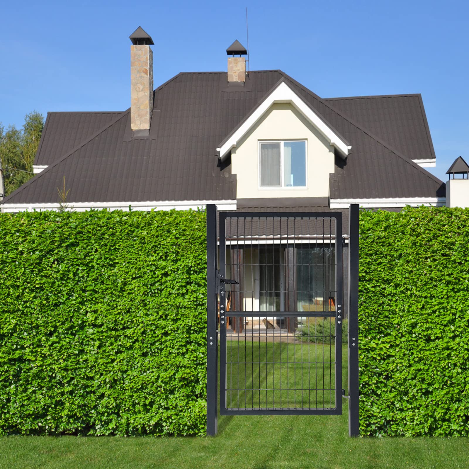 HENGMEI Porta da Giardino 150 x 100 cm, per Cortile e Recinzione (Antracite)