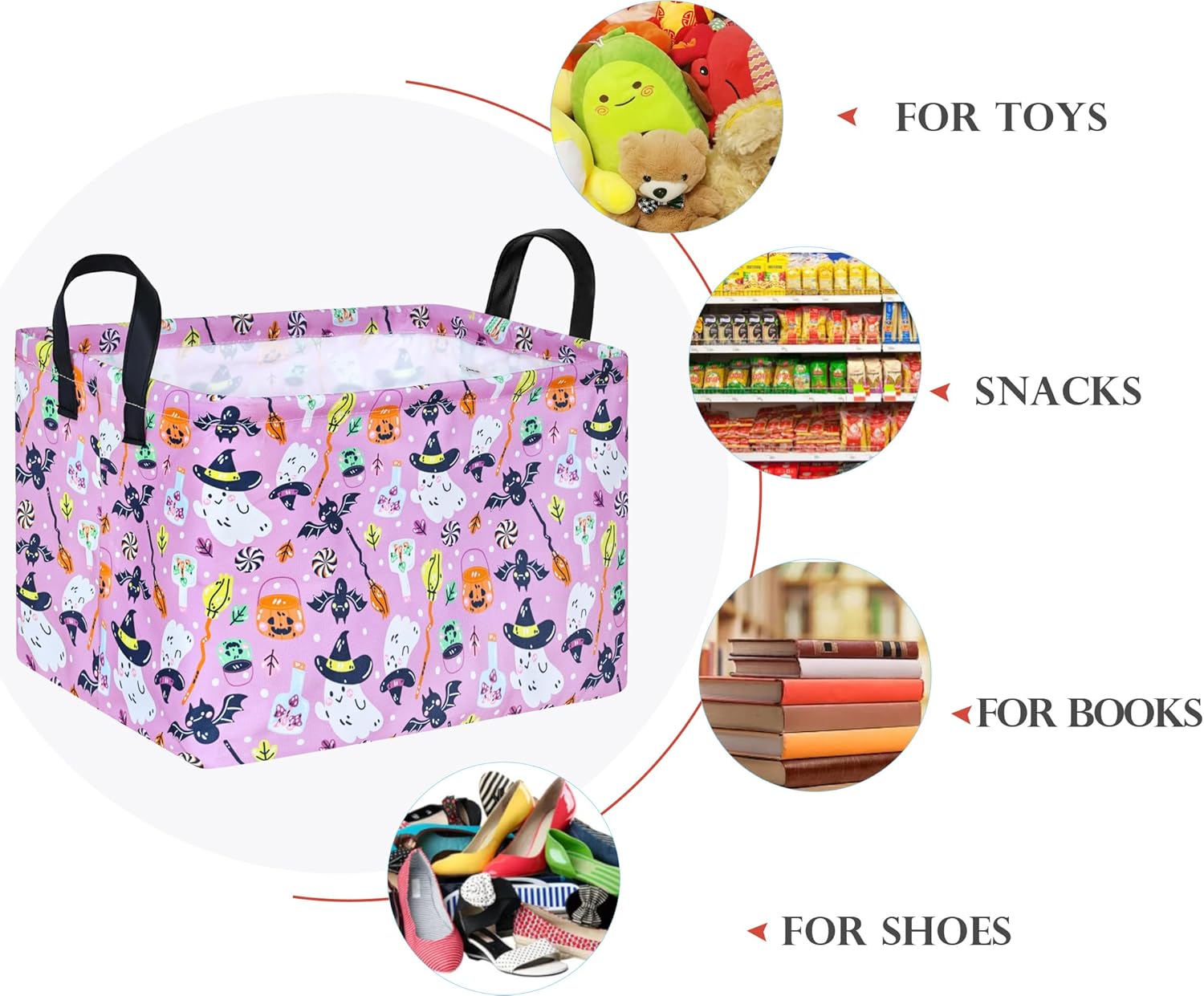 Happy Halloween Ghost Storage Basket Gift Laundry Bins Collapsible Storage Baskets Box Laundry Nursery Hamper for Home and Office Decoration with Handles