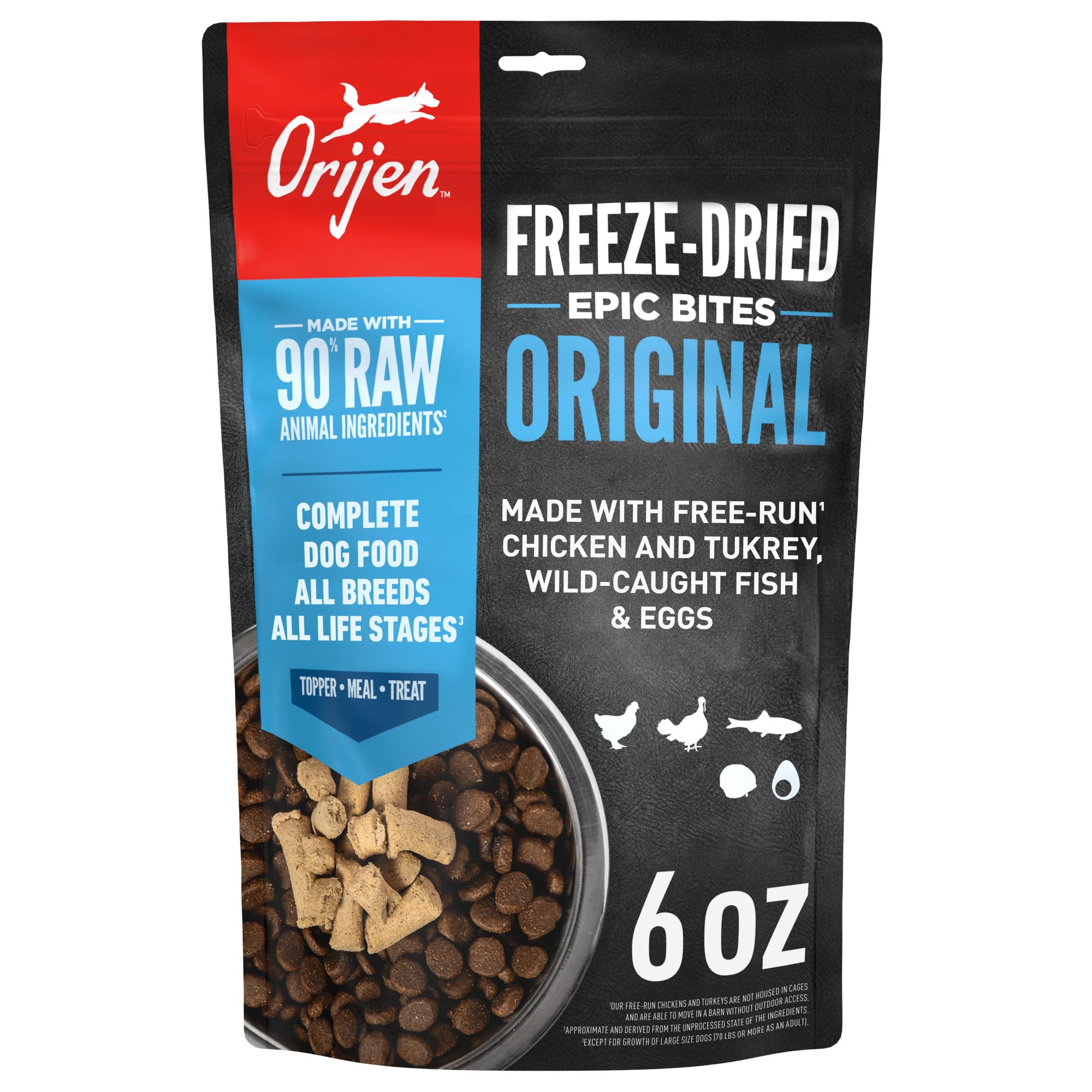 ORIJEN Epic Bites Freeze-Dried Dry Dog Food Original Recipe 6oz