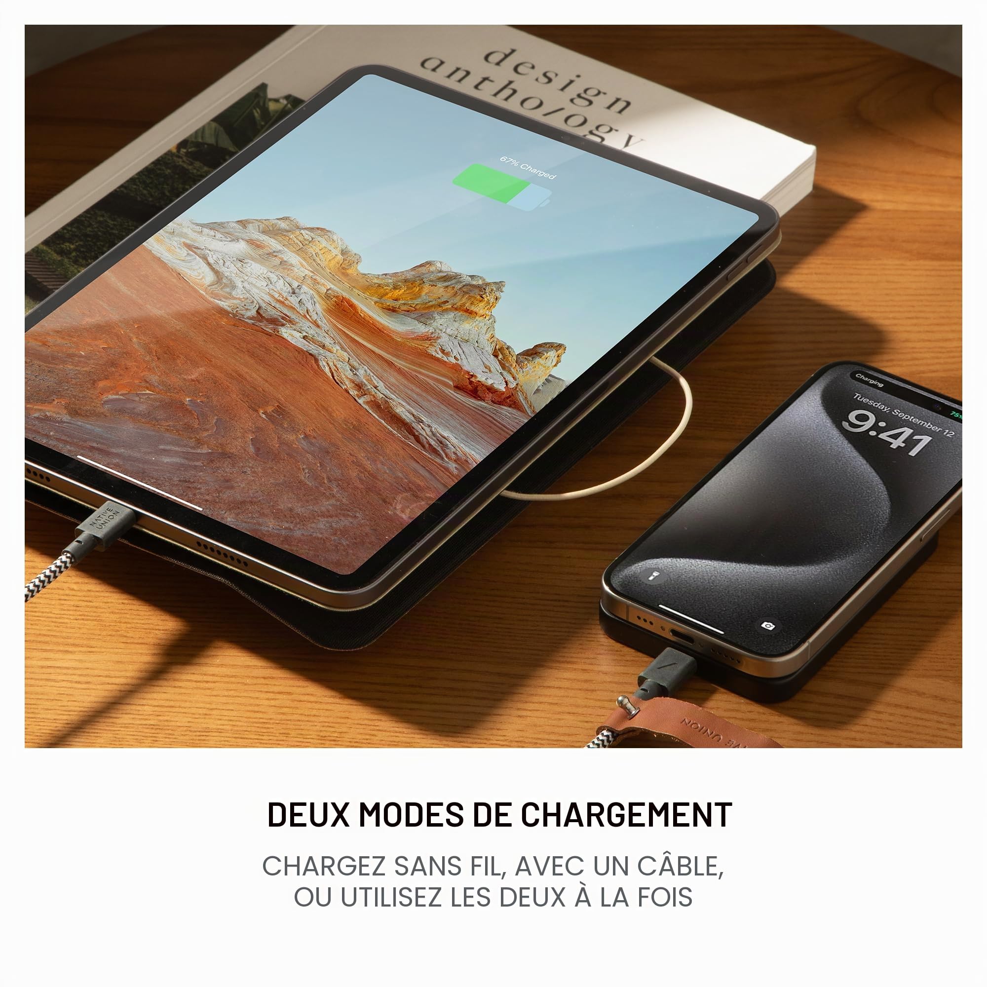 Native Union Active Power Bank | Magnétique 5000 mAh MagSafe 15W – Batterie Externe sans Fil avec Câble USB‑C Inclus – Compatible iPhone Air, 17, 17 Pro, 17 Pro Max, 17e, AirPods Pro 3 (Abricot)