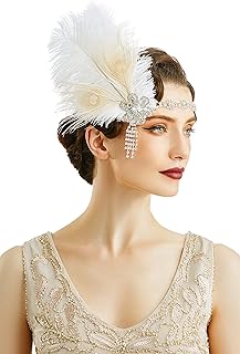 1920s Flapper Headband Roaring 20s Great Gatsby Headpiece with Peacock Feather