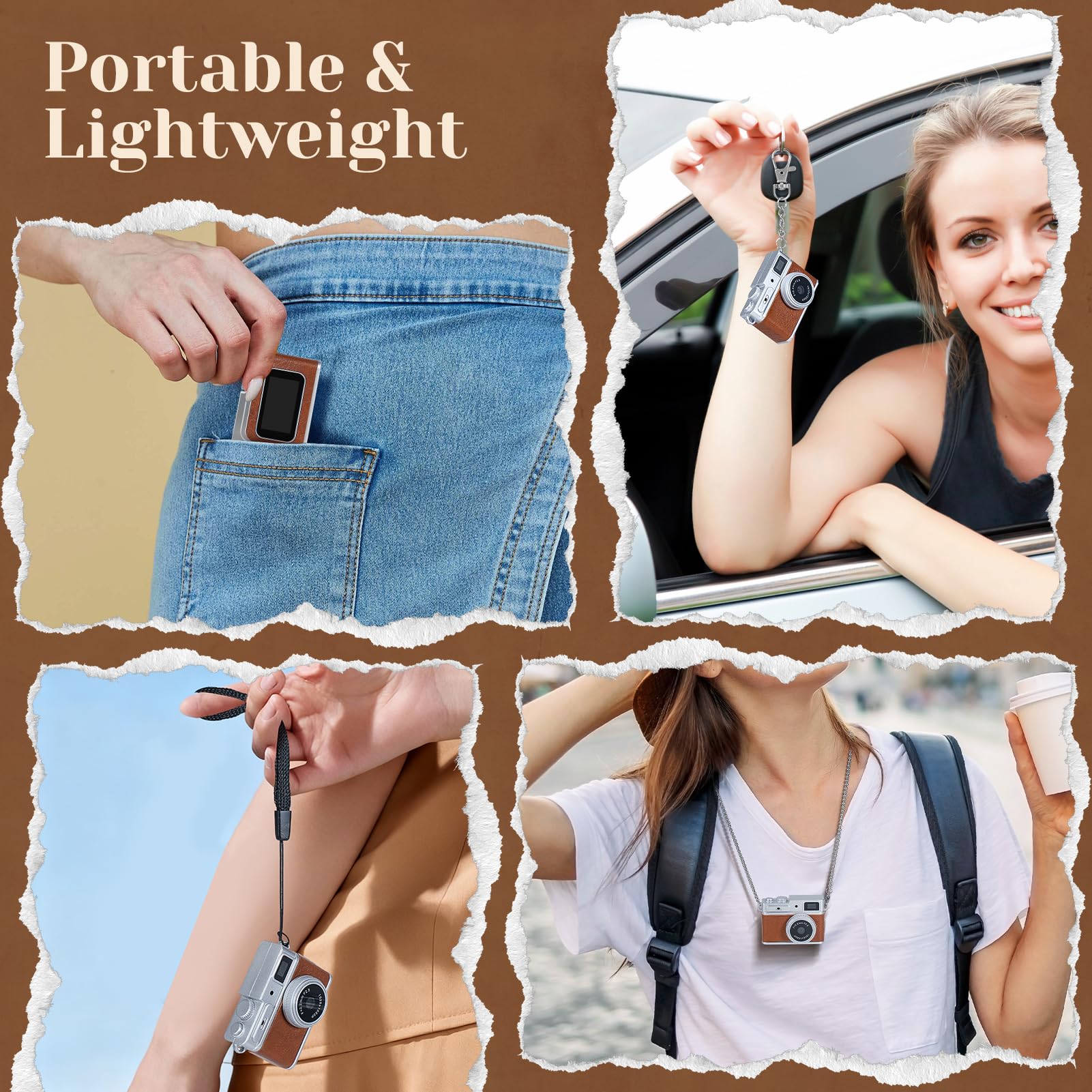 Mini cámara con llavero – Mini cámara digital retro HD de 1080p, compacta retro con tarjeta SD de 32 GB, pantalla HD de 0.96 pulgadas, grabadora de video portátil de bolsillo para grabación de fotos