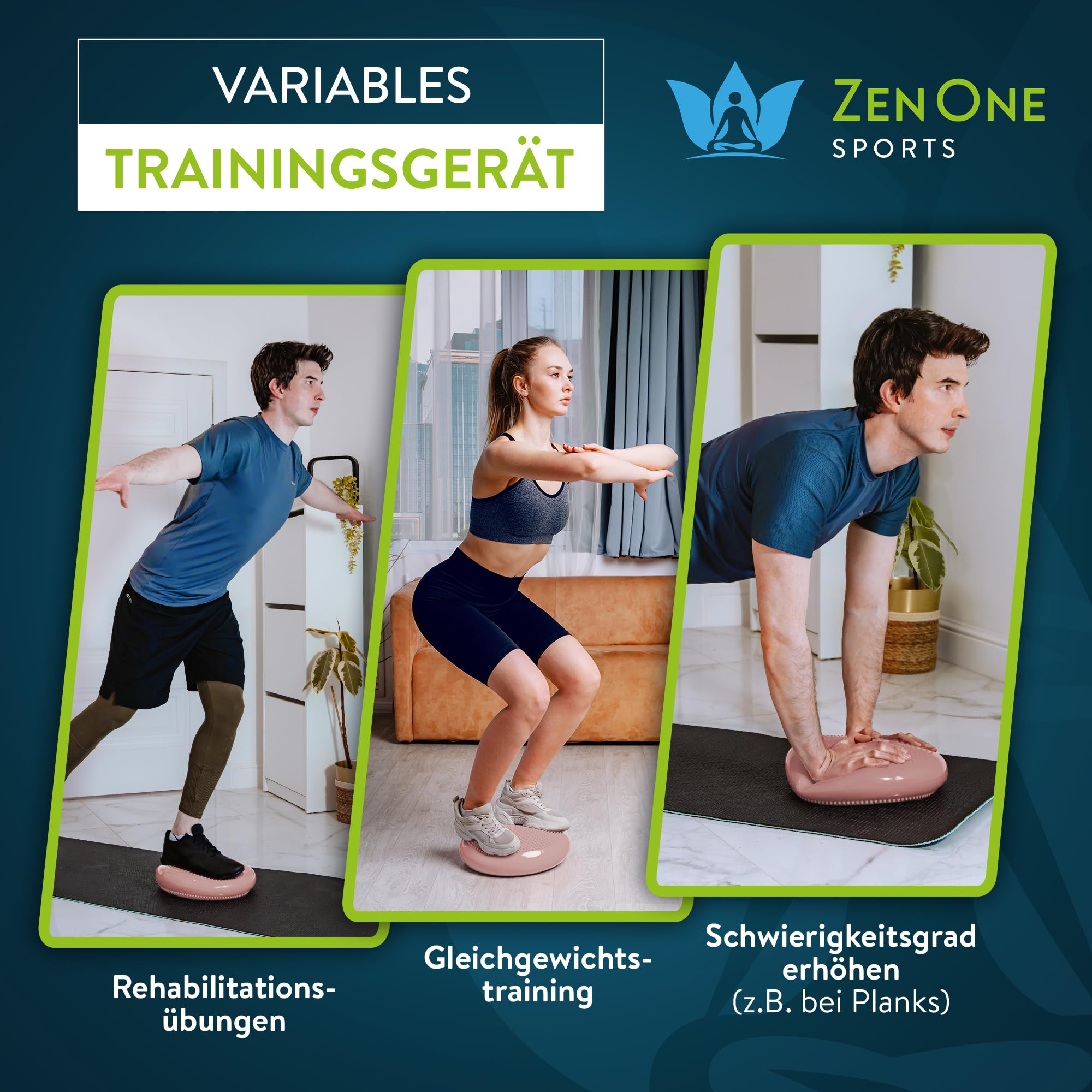 ZenBalance Cuscino Propiocettivo, Cuscino Ortopedico per Riabilitazione, Disco Propiocettivo Gonfiabile per Postura, Balance Board per Sport & Fisioterapia, incl. pompa, e-book, 33 cm (Rosa)