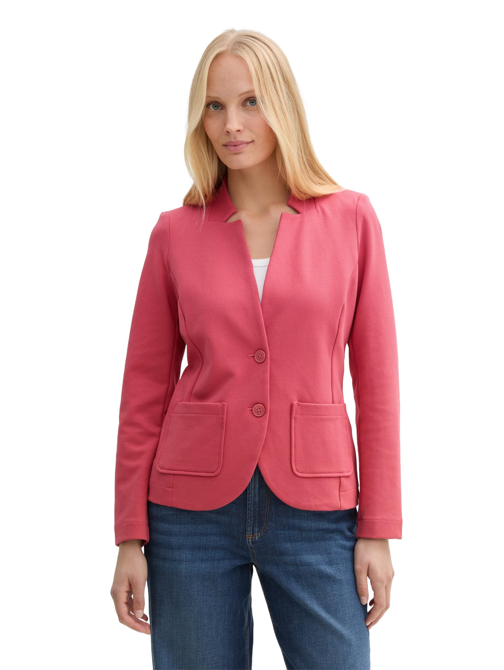 Tom Tailor Damen Basic Ottoman Blazer mit Taschen