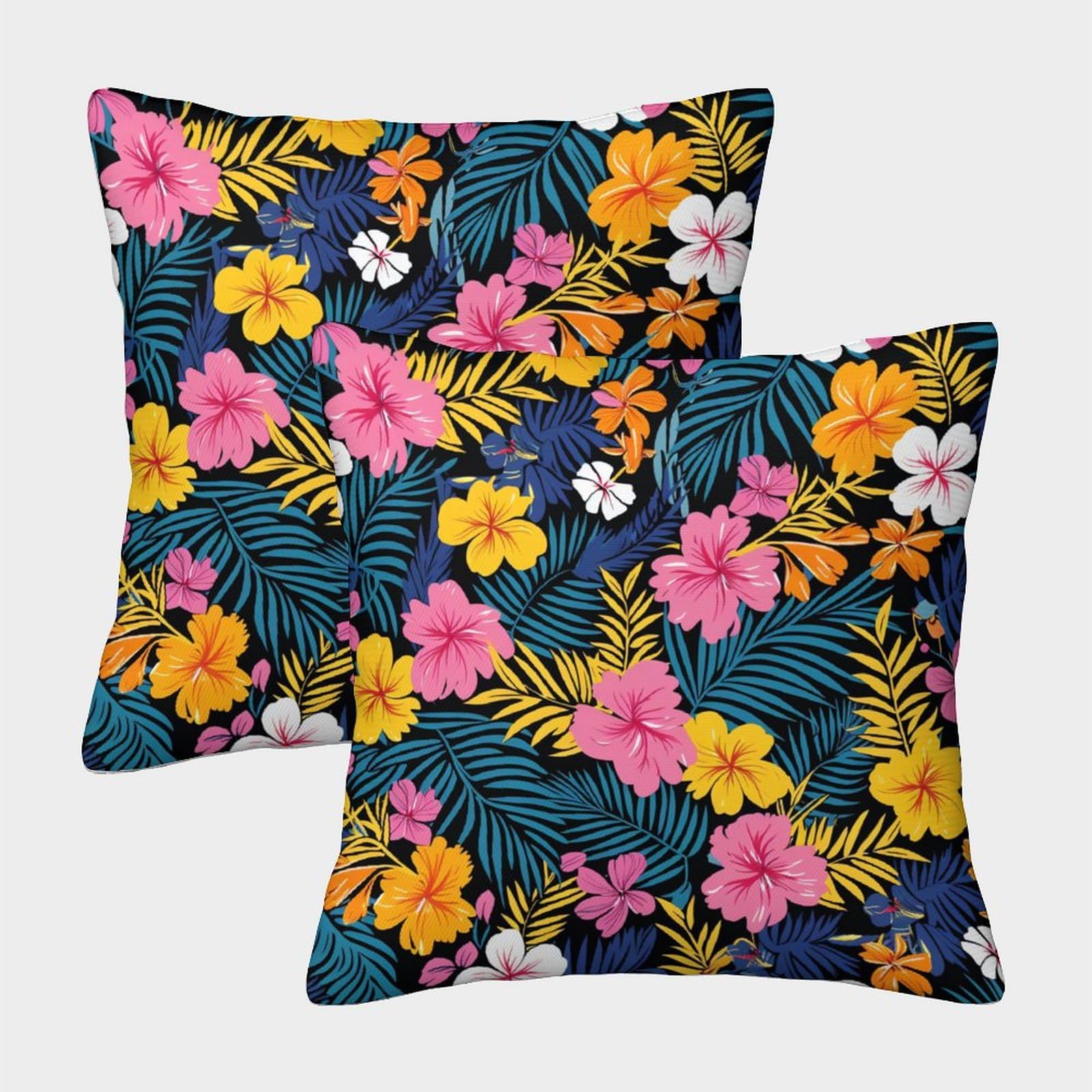 kaiyun 2 Pack Digital Printing 3D Tropical Flowers Theme Square Cushion Cover 50x50cm Suitable for Outdoor Home Bed Decoration Plants Pattern