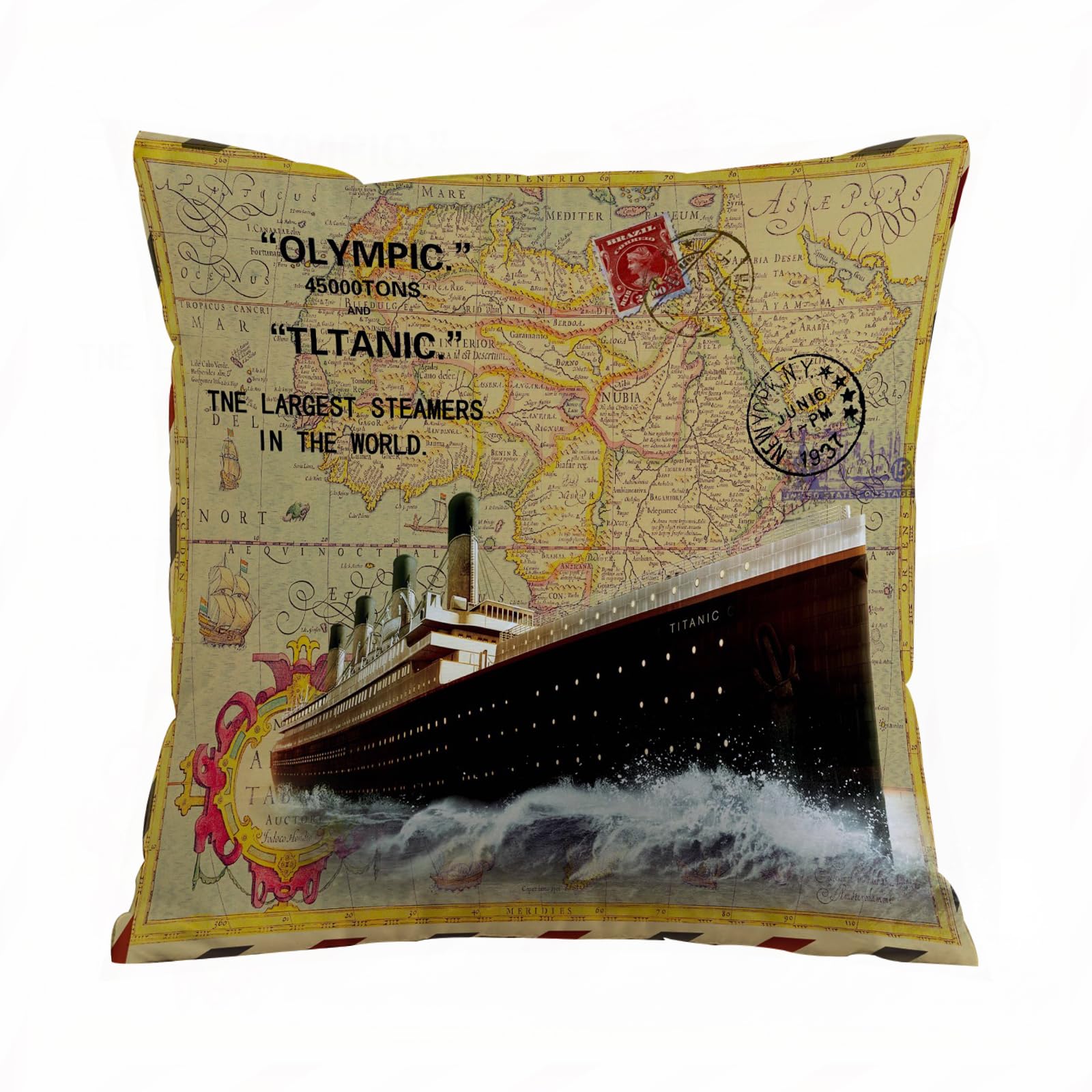 Errtu Titanic - A2 Throw Pillow Case Pillowcase Square Printed Cushion Cover For Living Room Sofa Couch Bed Car,Titanic,16X16 In