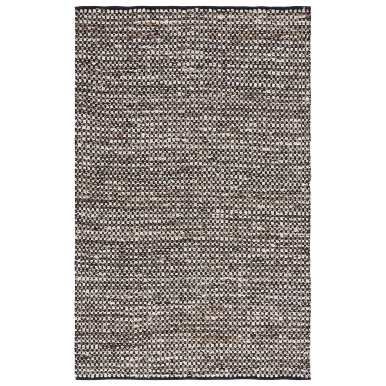 SAFAVIEH Natura Collection Area Rug - 6ft Square Black & Ivory, Handmade Flat Weave Wool & Jute, Ideal for High Traffic Areas in Living Room, Bedroom (NAT349Z)