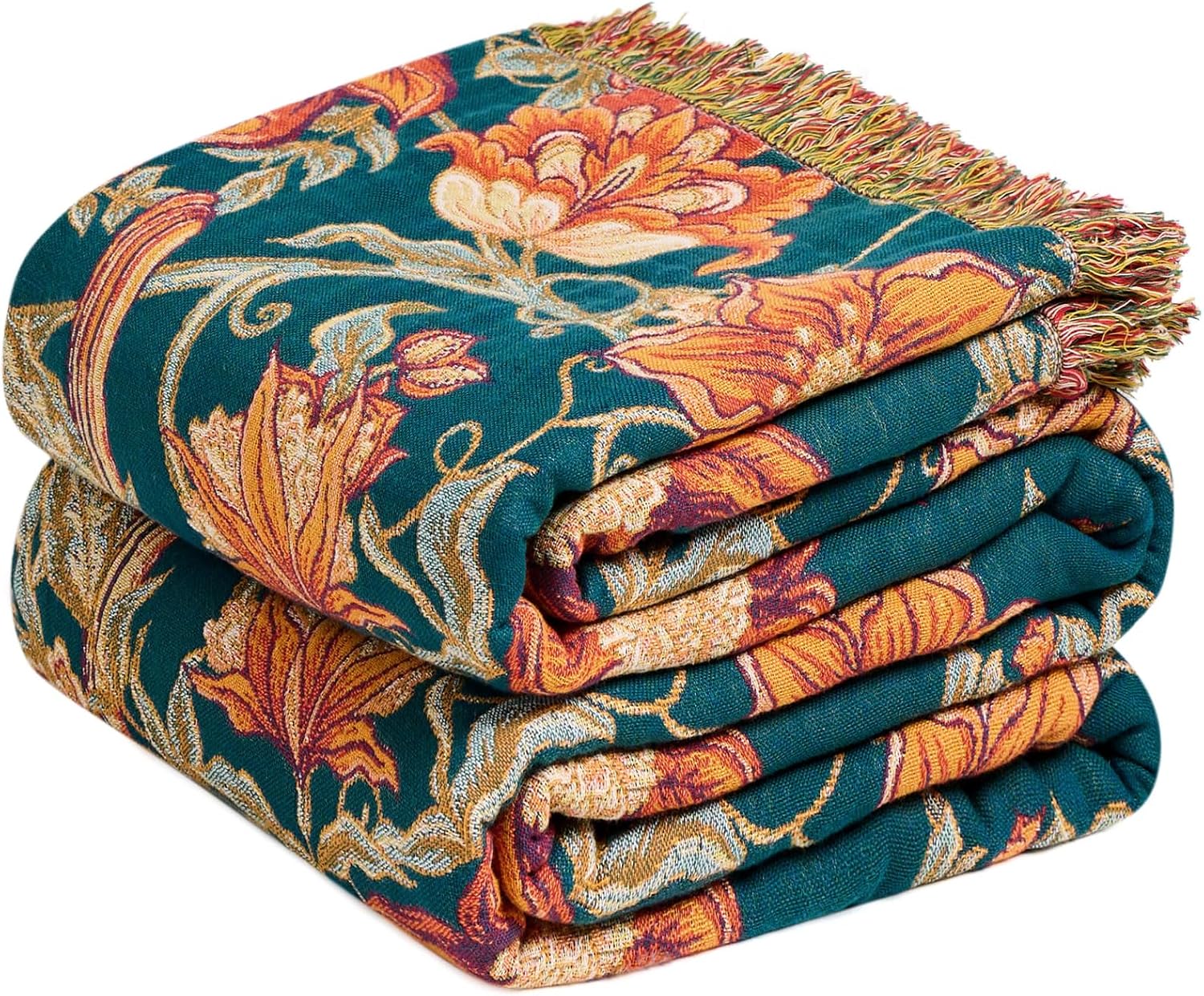 Boho Throw Blanket - 100% Cotton Ultra Soft Muslin Blanket, 50"x60" Lightweight Flo...