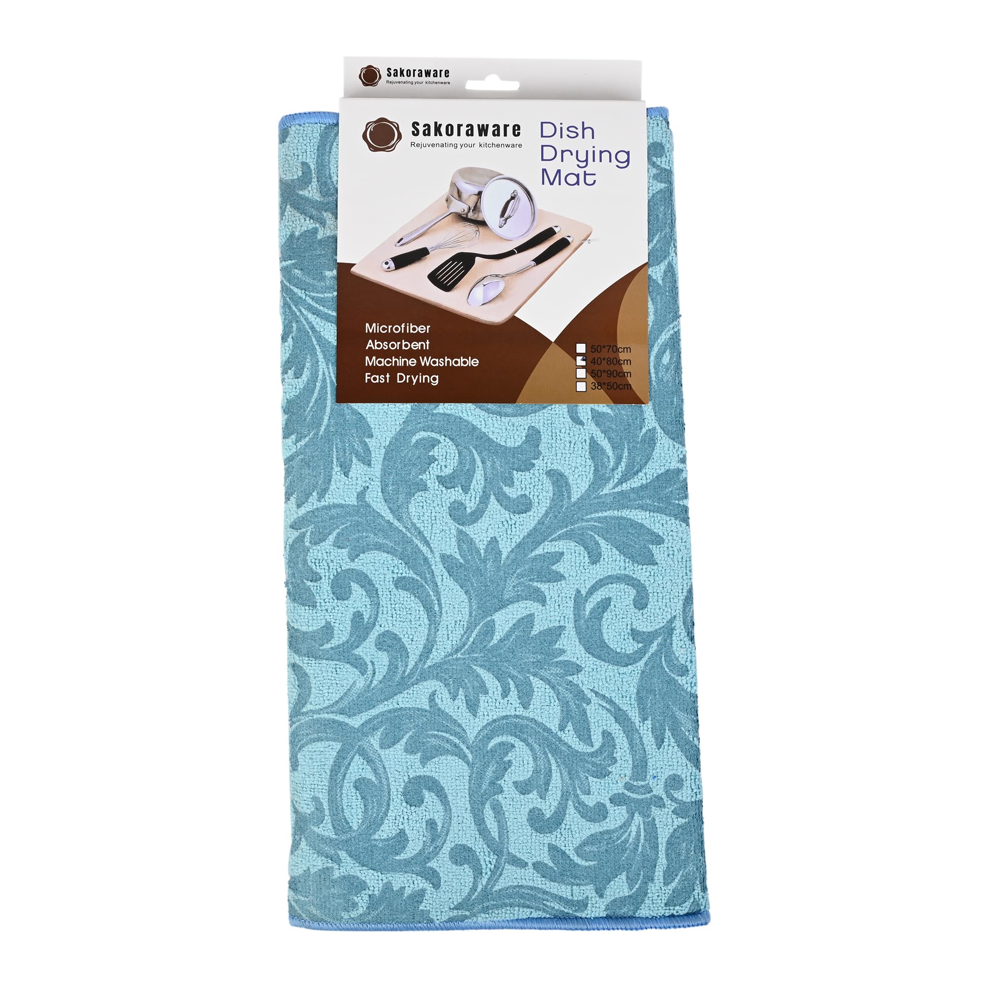 Sakoraware Super Absorbent Dish Drying Mat for Kitchen Utensils Large (50×70 cm) | Microfiber Quick Dry Countertop Absorbent Mat | Heat-Resistant Rack Pad