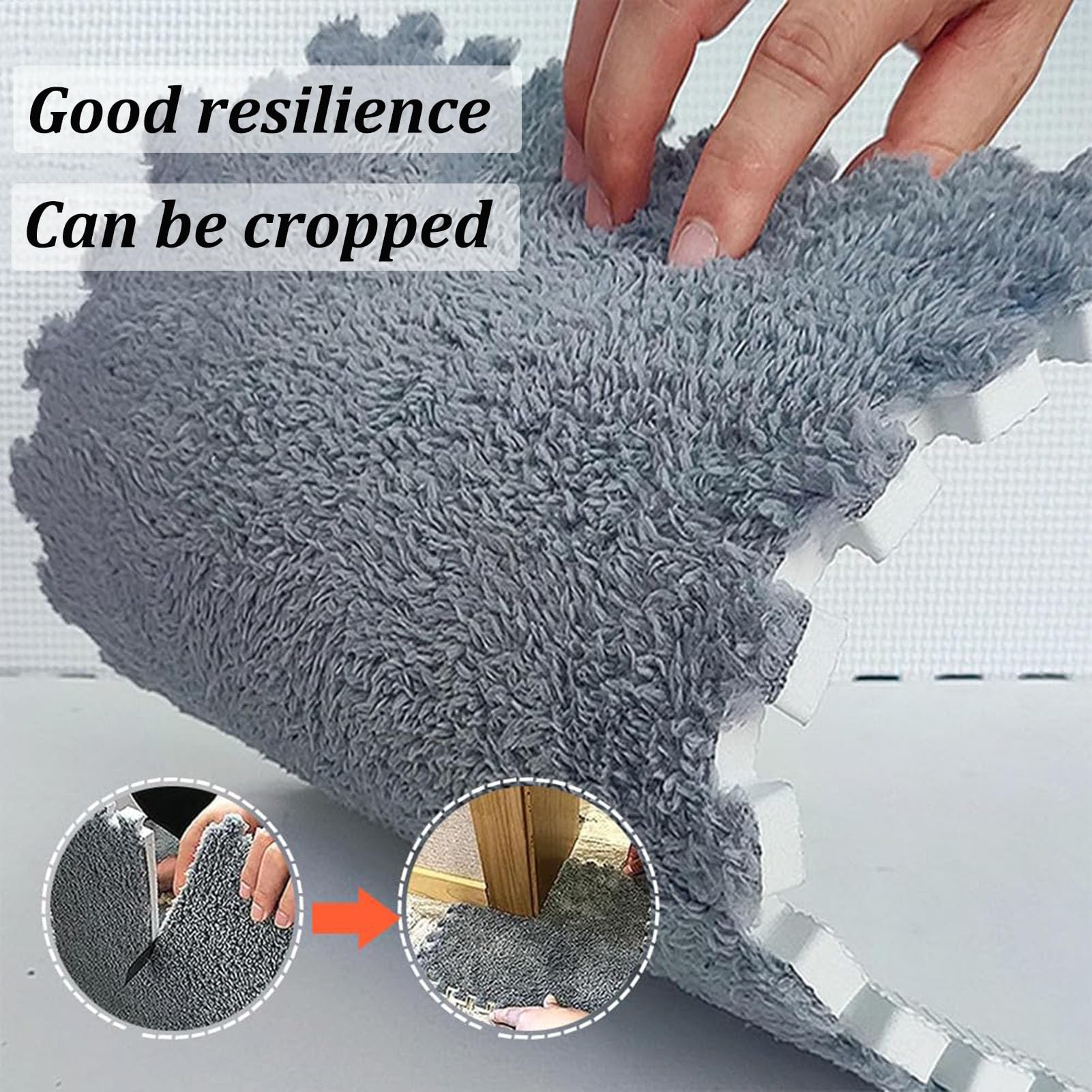 Tappeto a Incastro Splice, Tappeto Puzzle in Schiuma di Peluche, 10 Piastrelle quadrate in Schiuma ad Incastro, Tappeto soffice per Soggiorno, Tappeto in Schiuma per Came,Gray+Mint Green