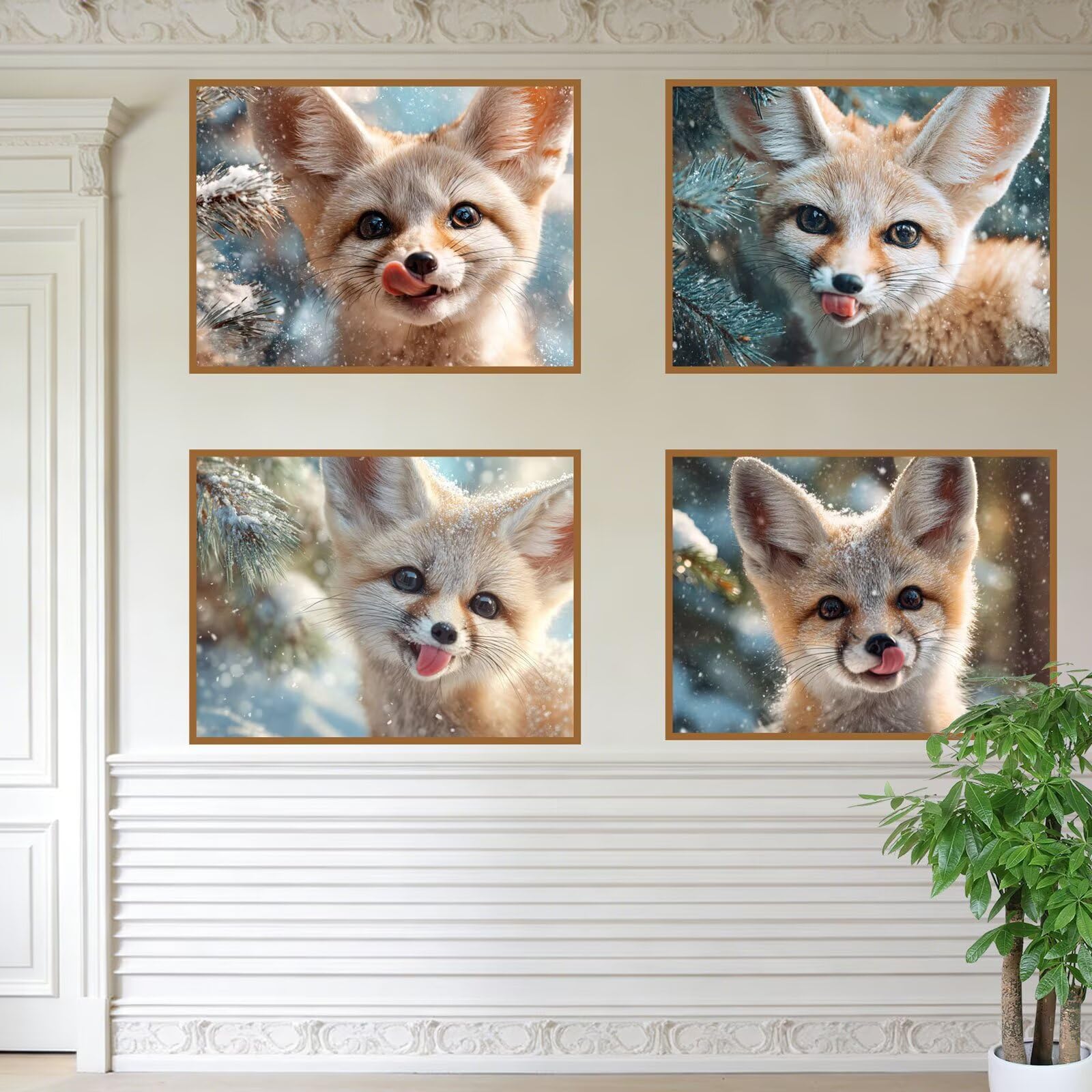 Diamond Painting Eckige Steine 4er set Diamond Painting Tier 50x40cm 2026 New 5D DIY Malen Nach Zahlen Erwachsene,Bastelset Kinder ab 6 Jahre,Kleine Geschenke für Frauen,Freunde,Mädchen (Winter) K-a21