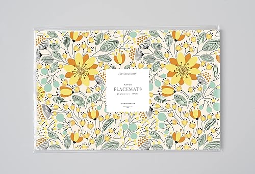 Miniatura 3 de DIGIBUDDHA Manteles individuales florales retro amarillos, bohemios, caprichosos, modernos de los años 60 y 70, flores mod, 17 x 11 pulgadas,