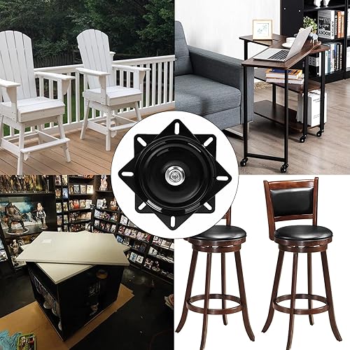 Miniatura 7 de Paquete de 2 taburetes giratorios de bar de 7.5 pulgadas, placa giratoria de alta resistencia, base giratoria de 360, taburete de bar giratorio de