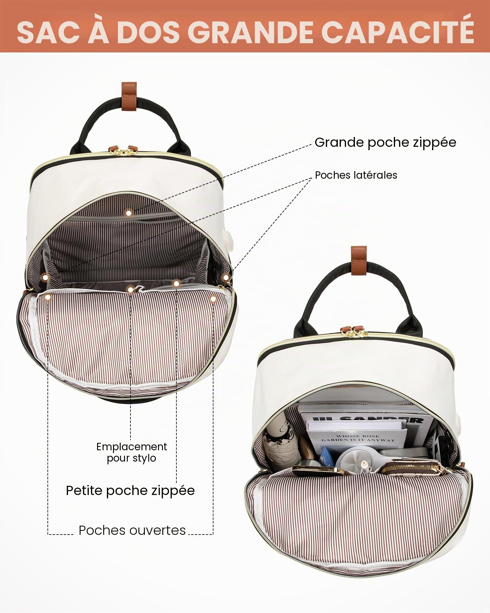 LOVEVOOK Sac a Dos Femme, 15.6 Pouces Sac à Dos Ordinateur Portable Voyage, Sac Travail Antivol pour Ordi Pc Etanche, Travel Backpack Pakkable pour Voyage College Loisir Travail Affaire École Noir