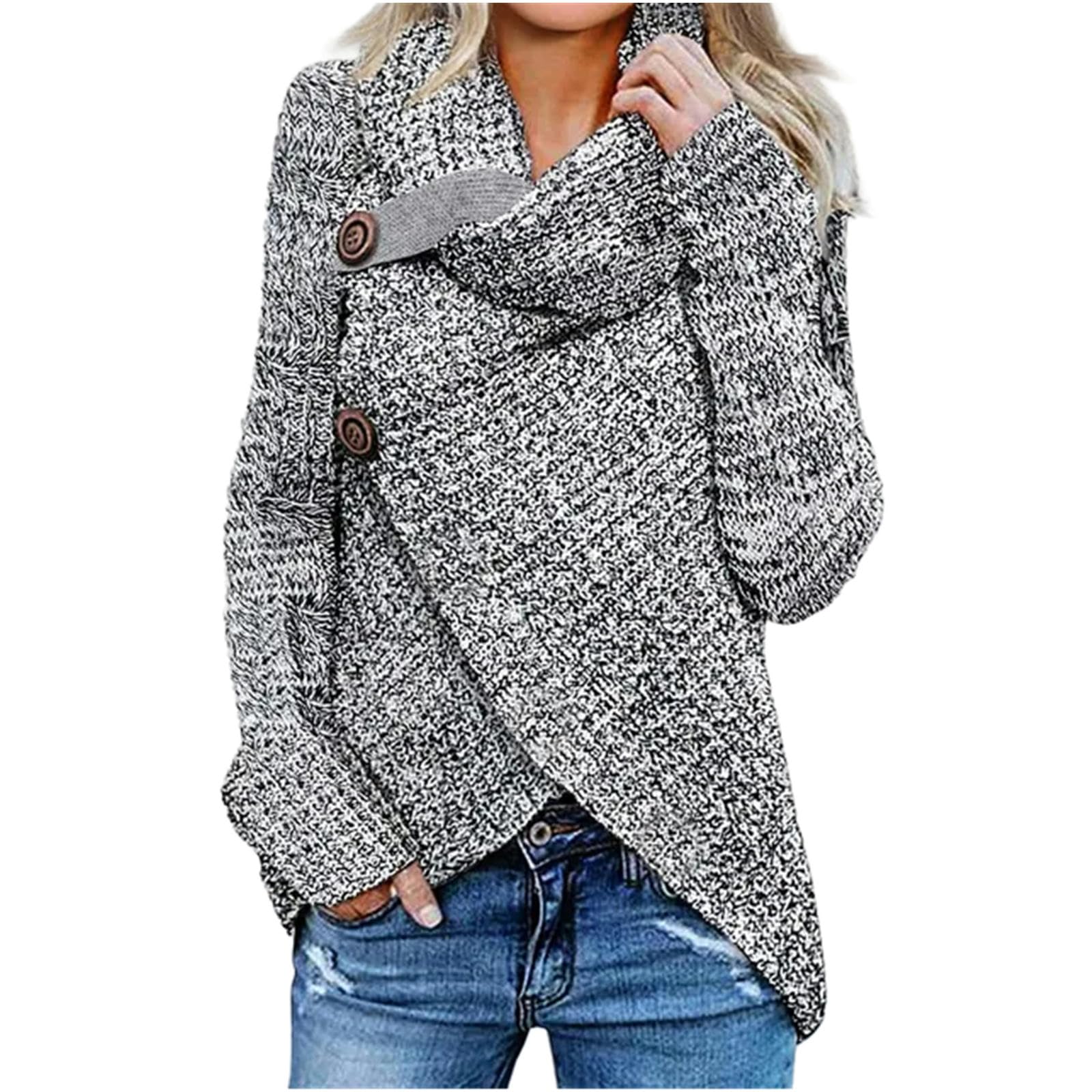 Sweter dla kobiet z długim rękawem jednolity kolor bluza pulower topy bluzka sweter z dzianiny damski golf sweter