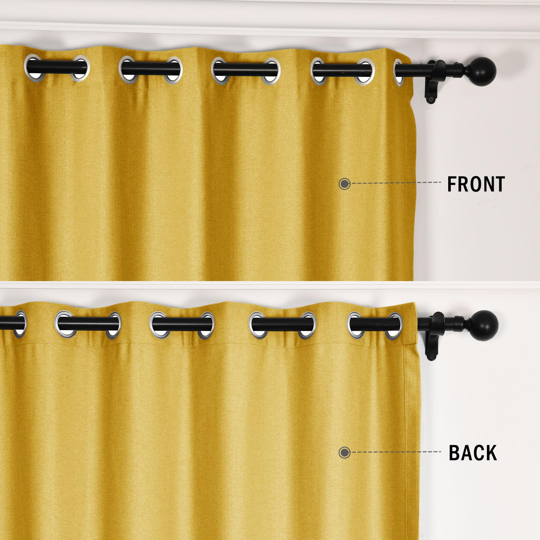 Amazon｜Fcosie イエロー遮光カーテン 長さ72インチ プレミアム
