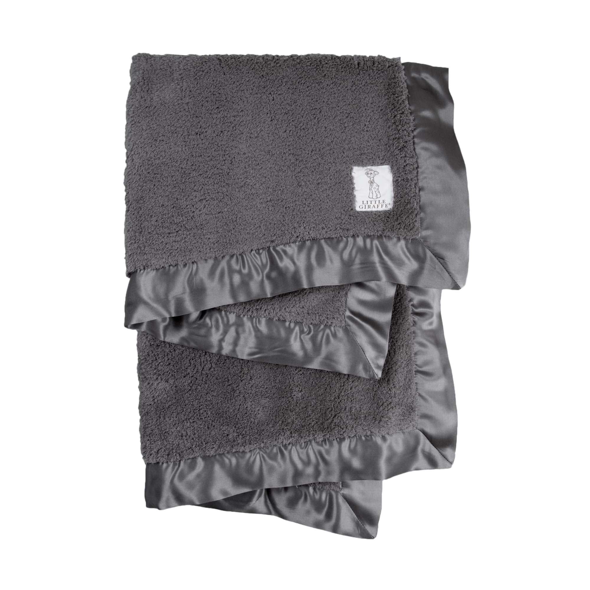 Little Giraffe Chenille Baby Blanket – 29x35” Soft Chenille with Satin Trim, Charcoal - Ultra-Soft, Gentle & Safe, Lightweight & Breathable - Ideal for Newborns & Toddlers