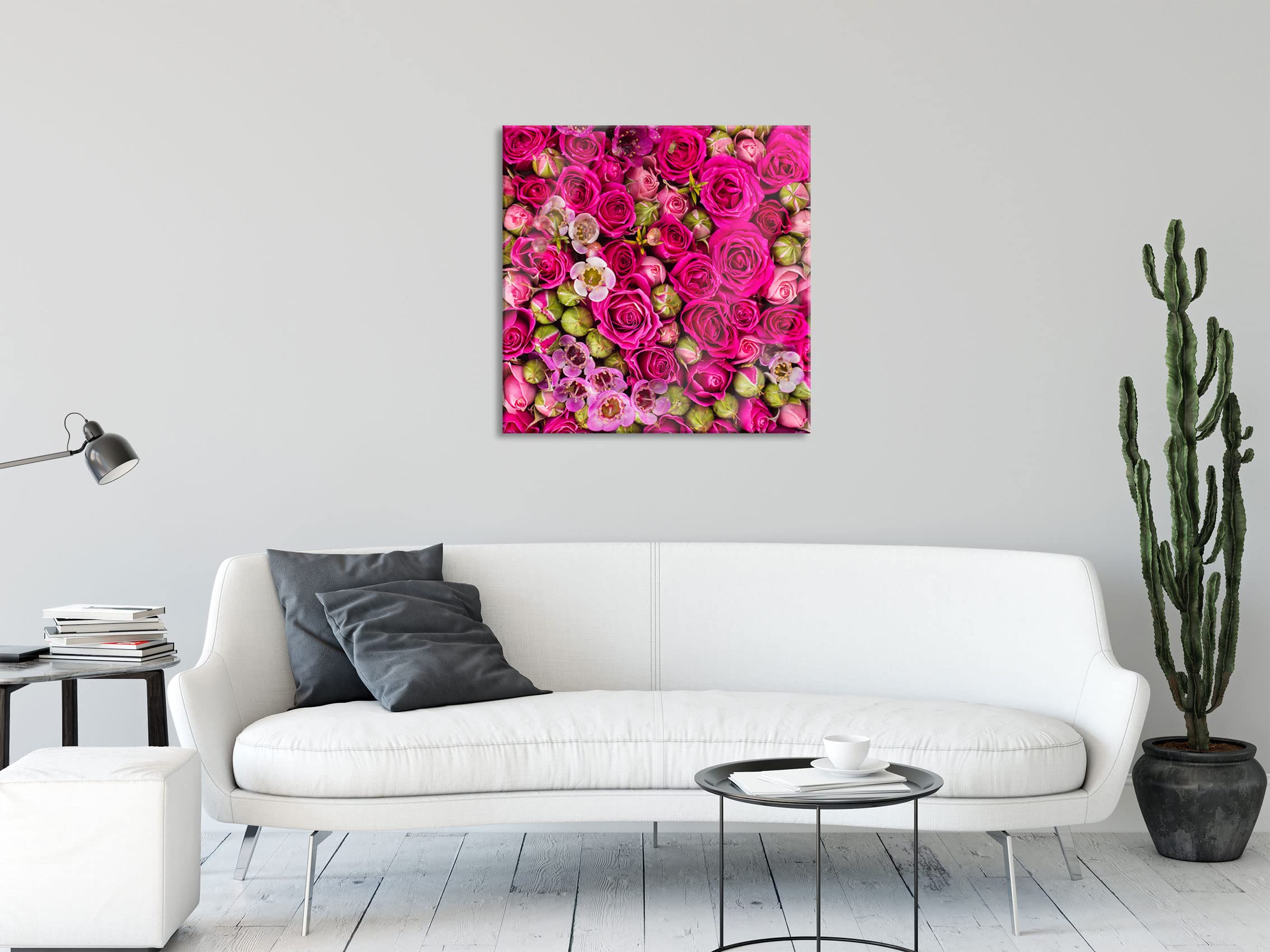 Pixxprint Quadro da parete su vetro, motivo: fiori, 40 x 40 cm, con sospensione e distanziatore