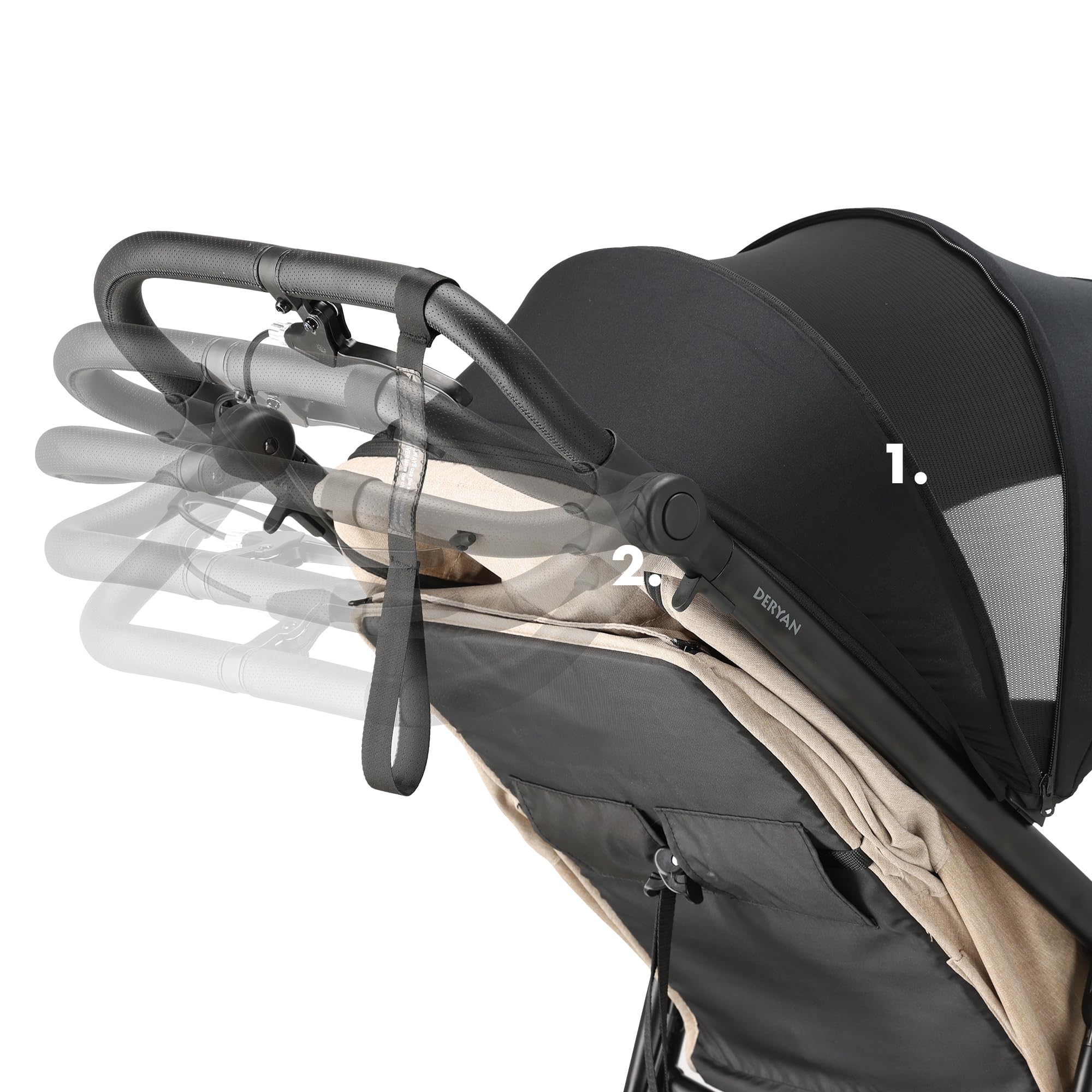 Deryan Bolt Jogger Kombikinderwagen - Zusammenklappbarer Buggy für jedes Gelände - 6 Monate bis 22 kg - Cream