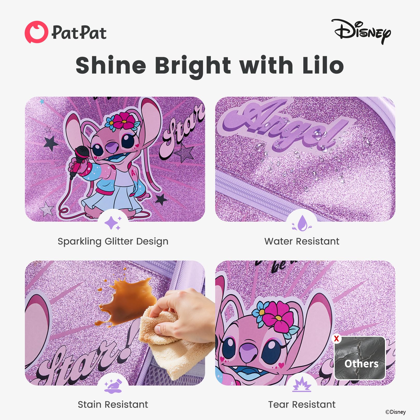 Disney Frozen Princess Minnie Marvel Glitter Kleinkind Rucksack für Jungen und Mädchen | Kindergarten Elementary Kids Bookbag, Pop Star Angel, Medium, Charakter: