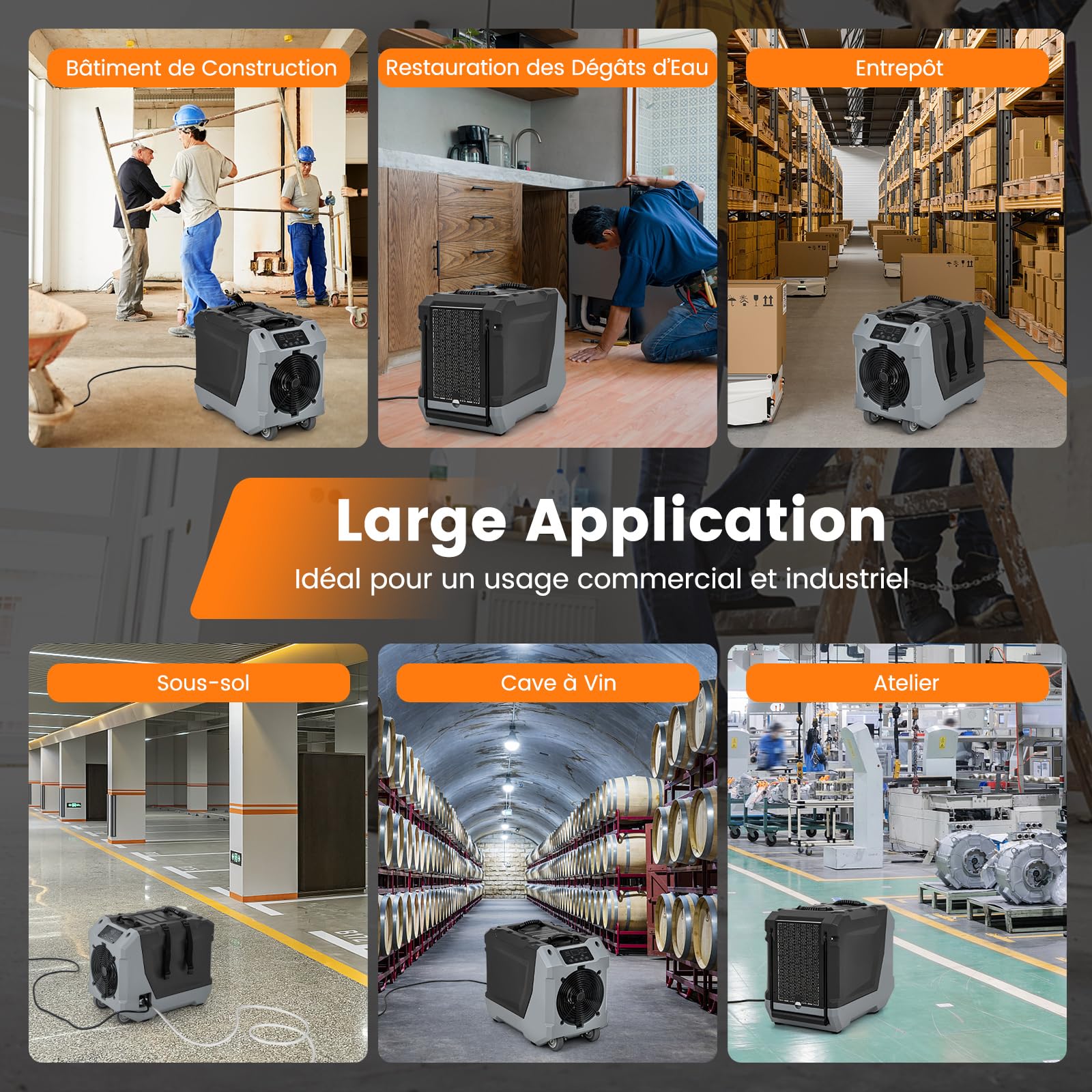 GOPLUS Déshumidificateur d'air 85 L/jour, 350m³/h, Déshumidificateur Professionnel avec Dégivrage Automatique, Minuterie 24H, Tuyau de drainage & Pompe, pour Commerciale ou Industrielle (Noir)