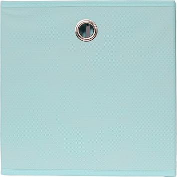 Home Source Cube Storage Boxes, Collapsible Fabric Storage Baskets, Foldable Canvas Organising Boxes, 4 Piece, Aqua Blue