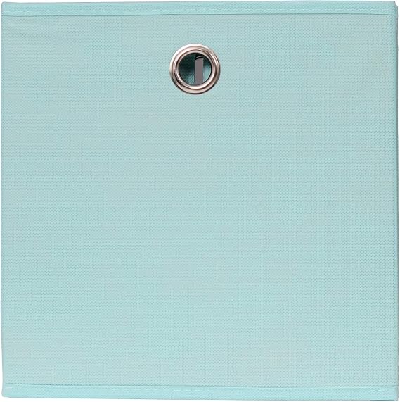 Home Source Cube Storage Boxes, Collapsible Fabric Storage Baskets, Foldable Canvas Organising Boxes, 4 Piece, Aqua Blue