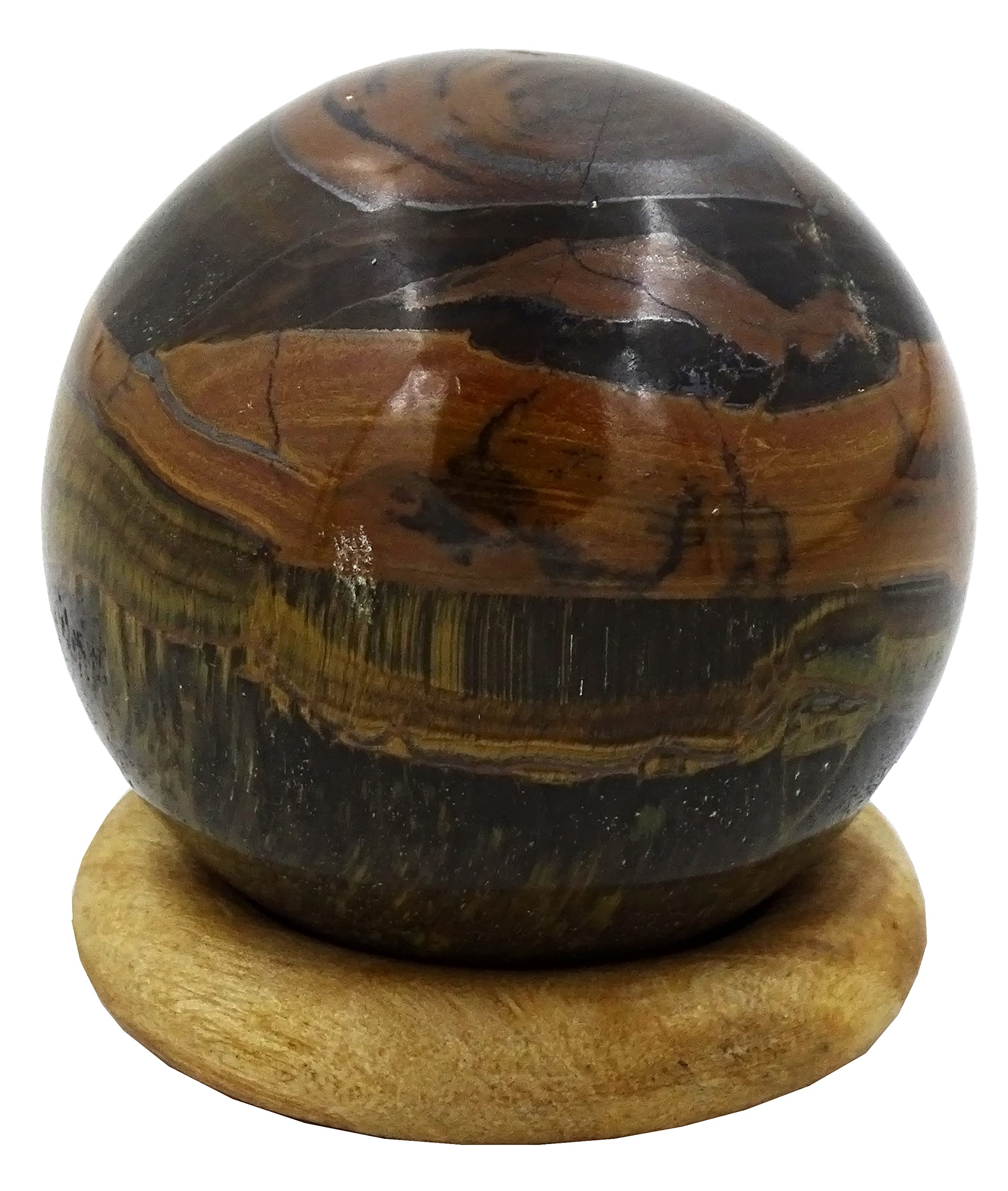 CENTORGANIC Tiger's Eye Sphere Ball, Natural Polished Stones, Polished Reiki Crystal Ball, Tiger's Eye Healing Globe, Reiki semi-Precious Stones Crystal 50mm Size (200-250 Gm Weight)