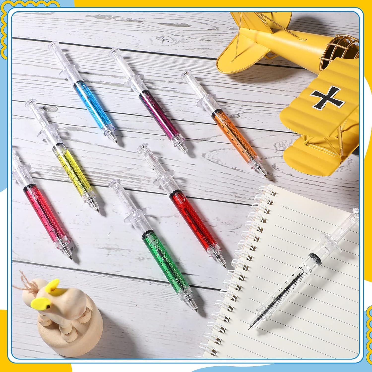 Estune 100 Pcs Syringe Retractable Nurse Pens Novelty Fun Multi Colors Medical Blood Ballpoint Pens Gifts for Nursing Student School Supplies Birthdays Doctor Pretend Party Favors(Classic Style)