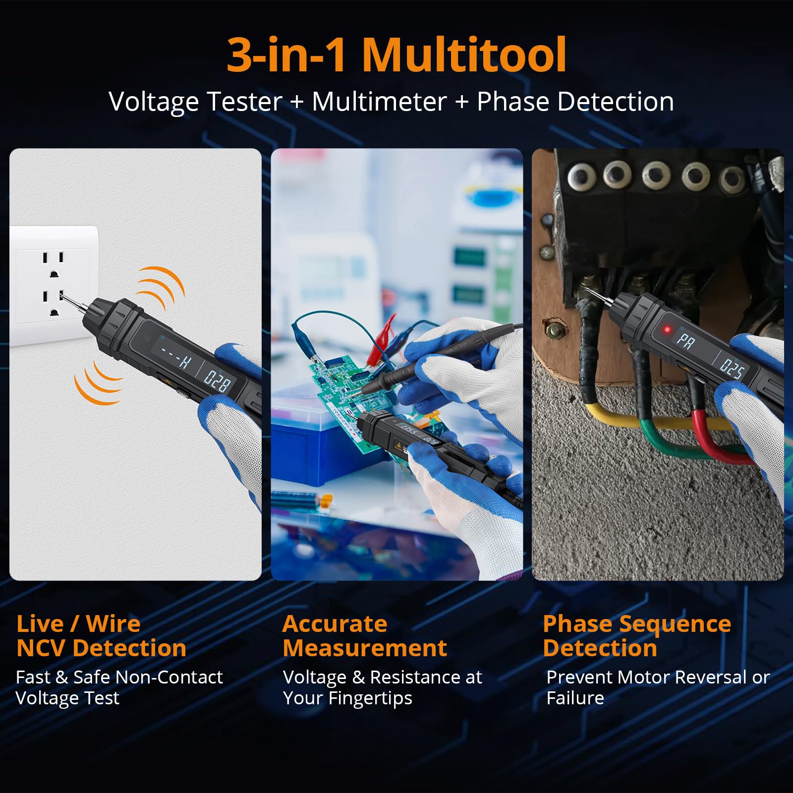 Neoteck 3-in-1 Multimeter Pen with AC/DC Voltage Tester, Resistance, Capacitance, Continuity, Diode - Image 2
