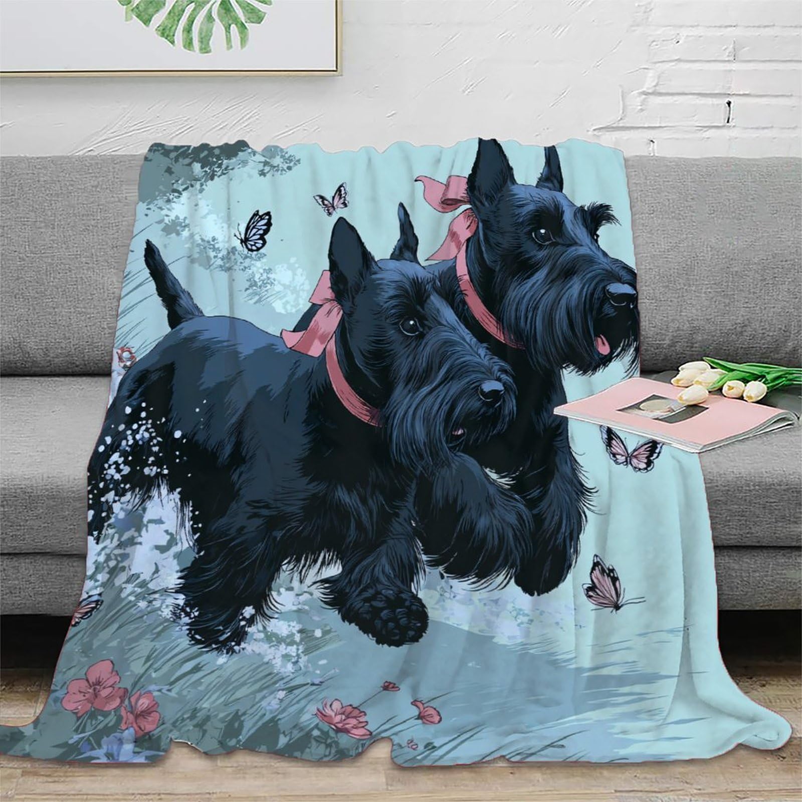 Jeté de canapé Scottish Terrier couverture microfibre lit 150x200