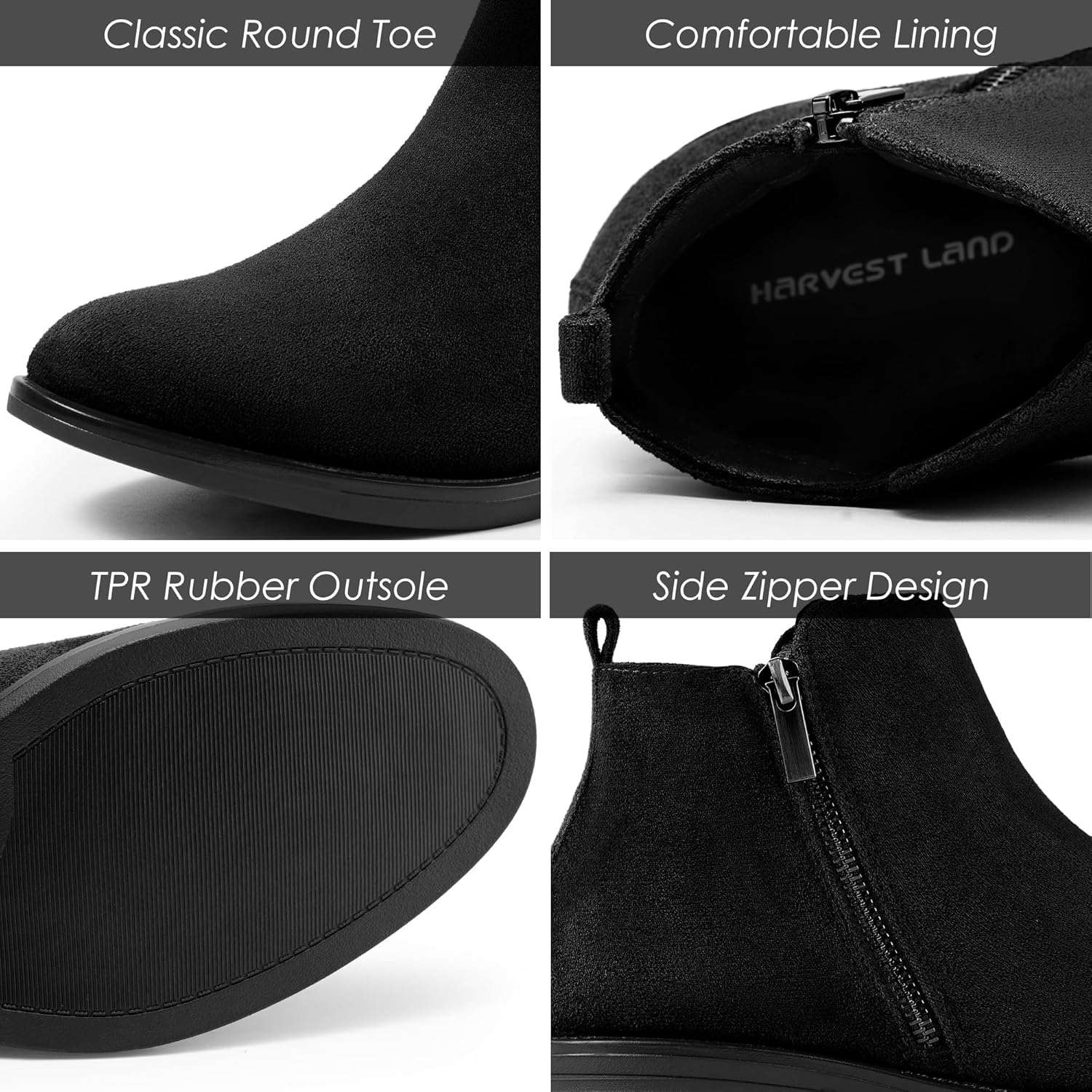 Harvest Land Women's Ankle Boots Short Flat Low Heel Dress Chelsea Casual Classic Booties - Image 3