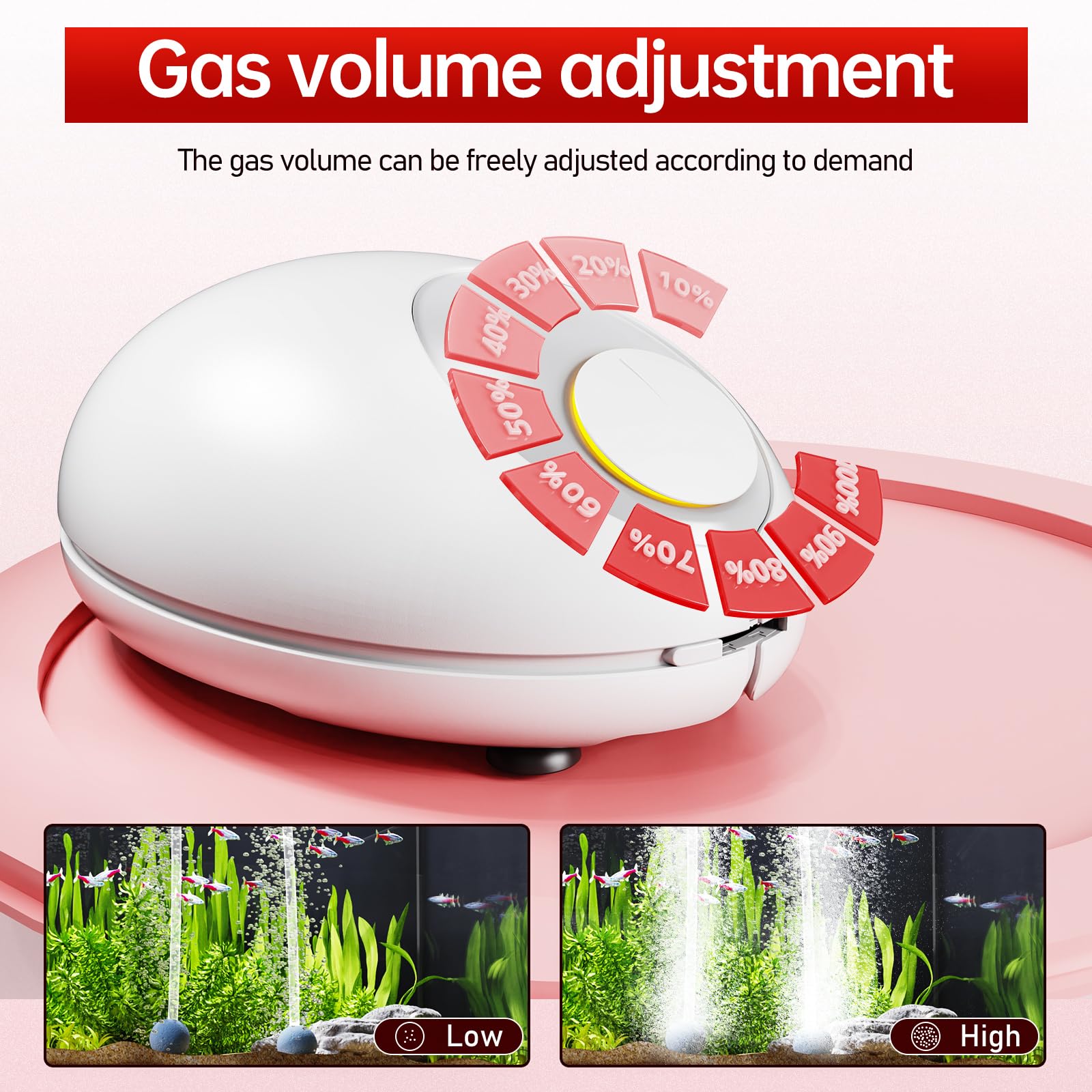 1w Ultra Quiet Aquarium Air Pump, Aquarium Aerator Adjustable Airflow, Single Hole Suitable for 20 to 40 GPH Fish Tank
