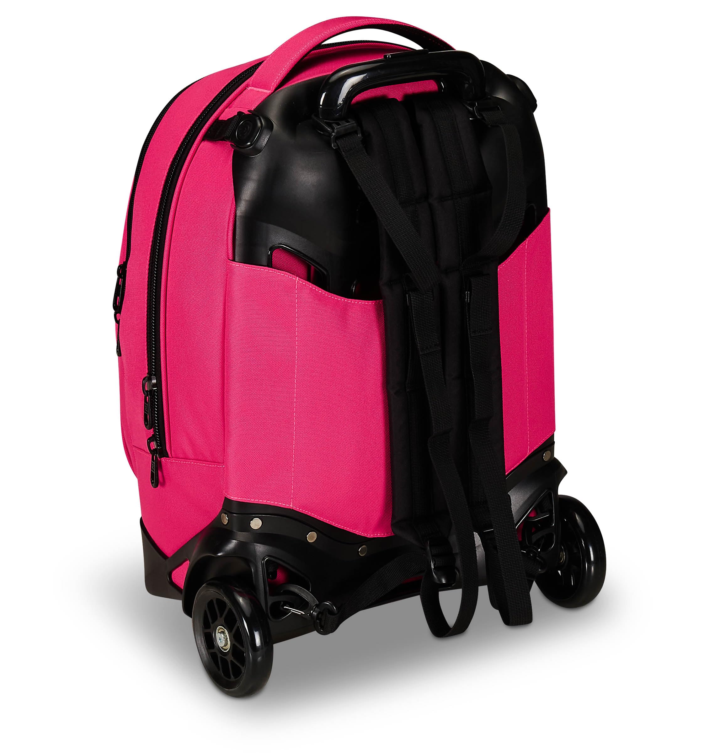 Invicta Trolley Scuola New Tech Solid Rosa, 3 in 1, Zaino con Carrello Sganciabile, Multi Tasche, Maxi Capacità, Ragazzi