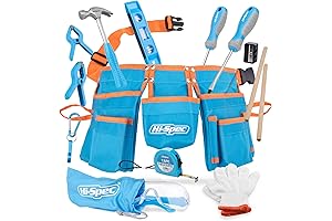 Hi-Spec 16pc Blue Kids Tool Kit Set & Child Size Tool Belt:...