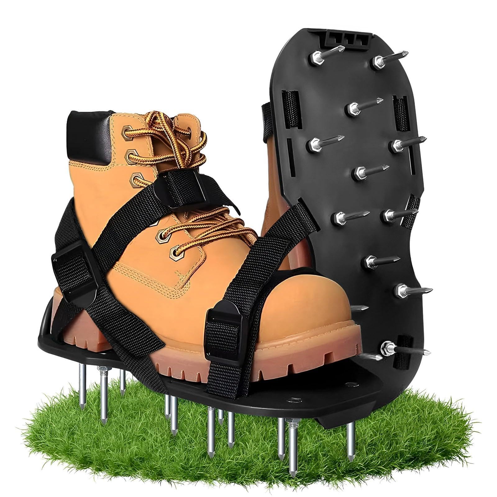 Chaussures d'aération de pelouse, aérateurs de jardin, chaussures d'aération de pelouse, aérateurs manuels avec pointes avec sangles réglables pour une utilisation efficace pour une ventilation