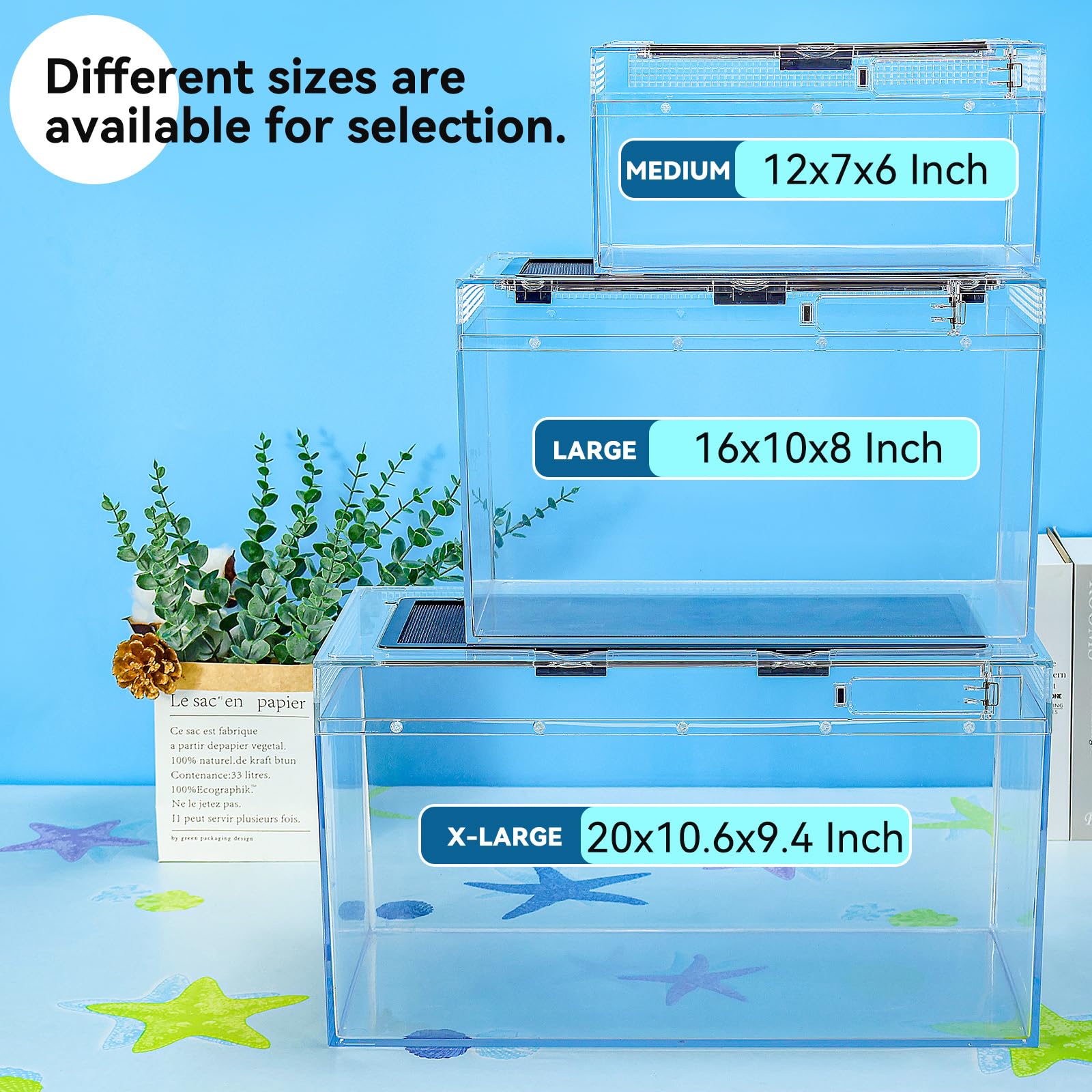 RunDuck Kit de pecera para tortugas de 12 x 7 x 6 Un acuario para tortugas de alta definición con lámpara de calefacción, filtro, ventilación avanzada, resistencia a altas temperaturas, accesorios com