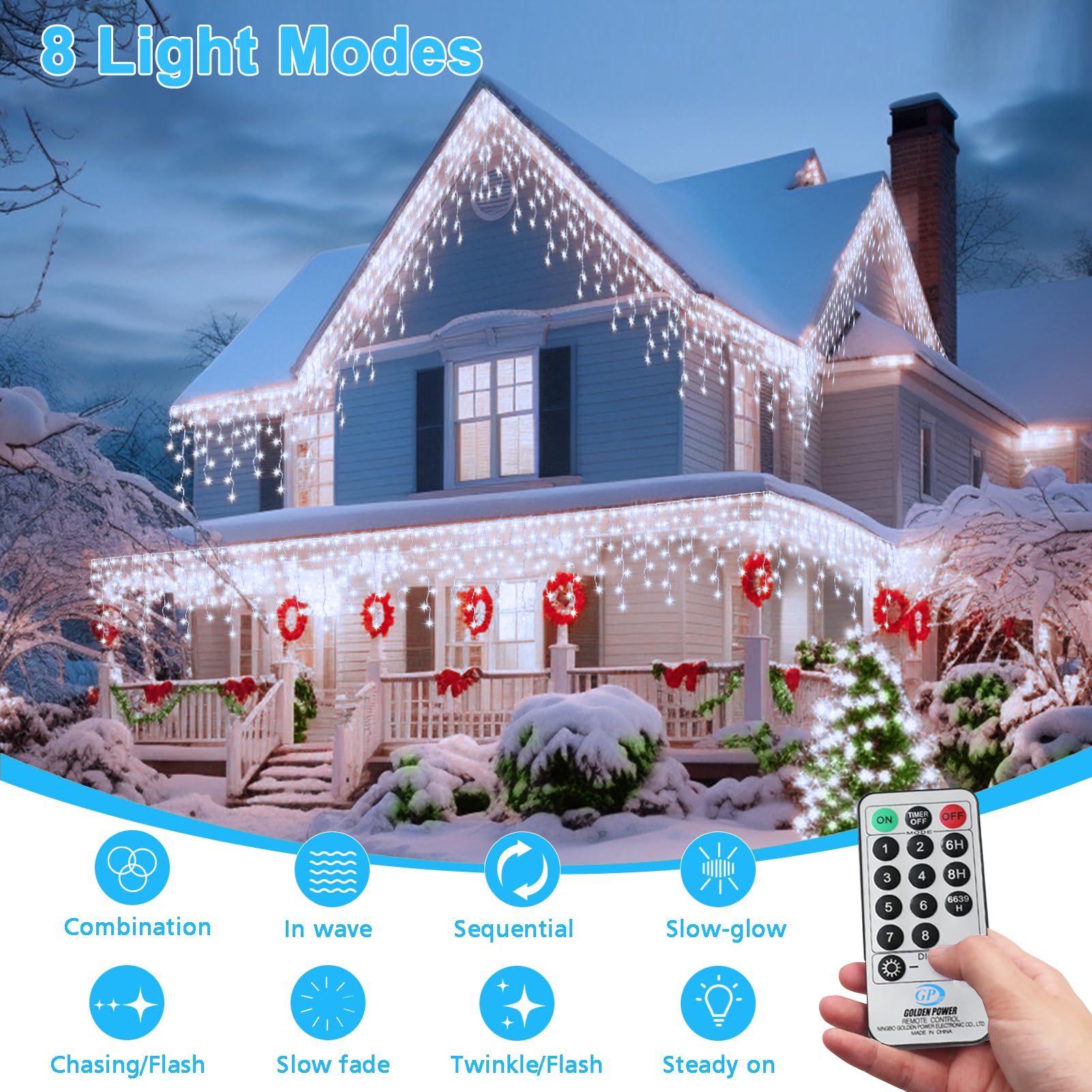 CCILAND Icicle Outdoor Christmas Lights - Image 3