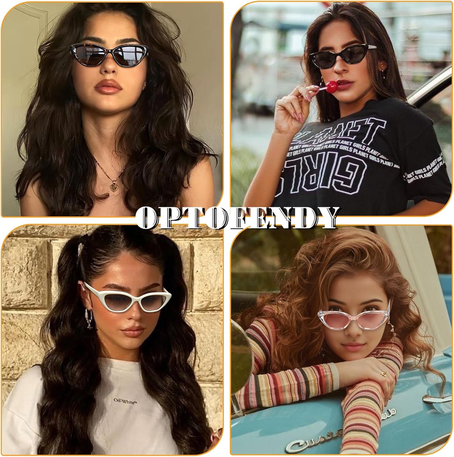 OPTOFENDY Cat Eye Sunglasses for Women, Vintage Retro Narrow Cateye Frame Trendy Sun Glasses, OP6913 - Image 2