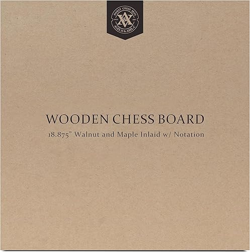 Miniatura 7 de A&A Tablero de ajedrez profesional de madera de 18.875 pulgadasincrustaciones de caoba y arce, cuadrados de 2.0 pulgadas con notación
