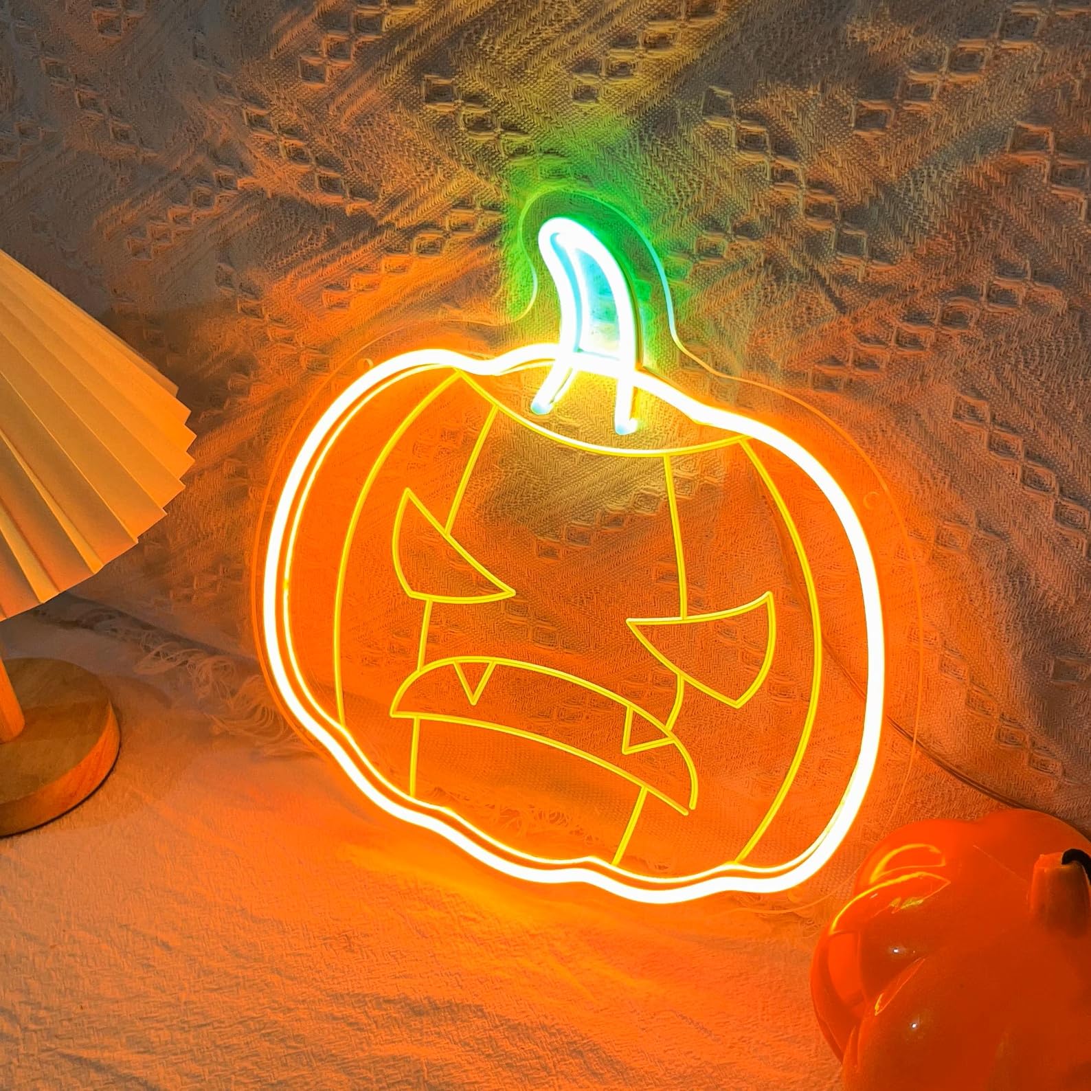 Kürbis-Neon-Schild, dimmbar – Festivals-Neonlicht zur Wanddekoration für zu Hause, Küche, Schlafzimmer, Bar, Pub und Club. USB-versorgtes Kürbis-LED-Leuchtzeichen für Halloween-Party-Dekorationen