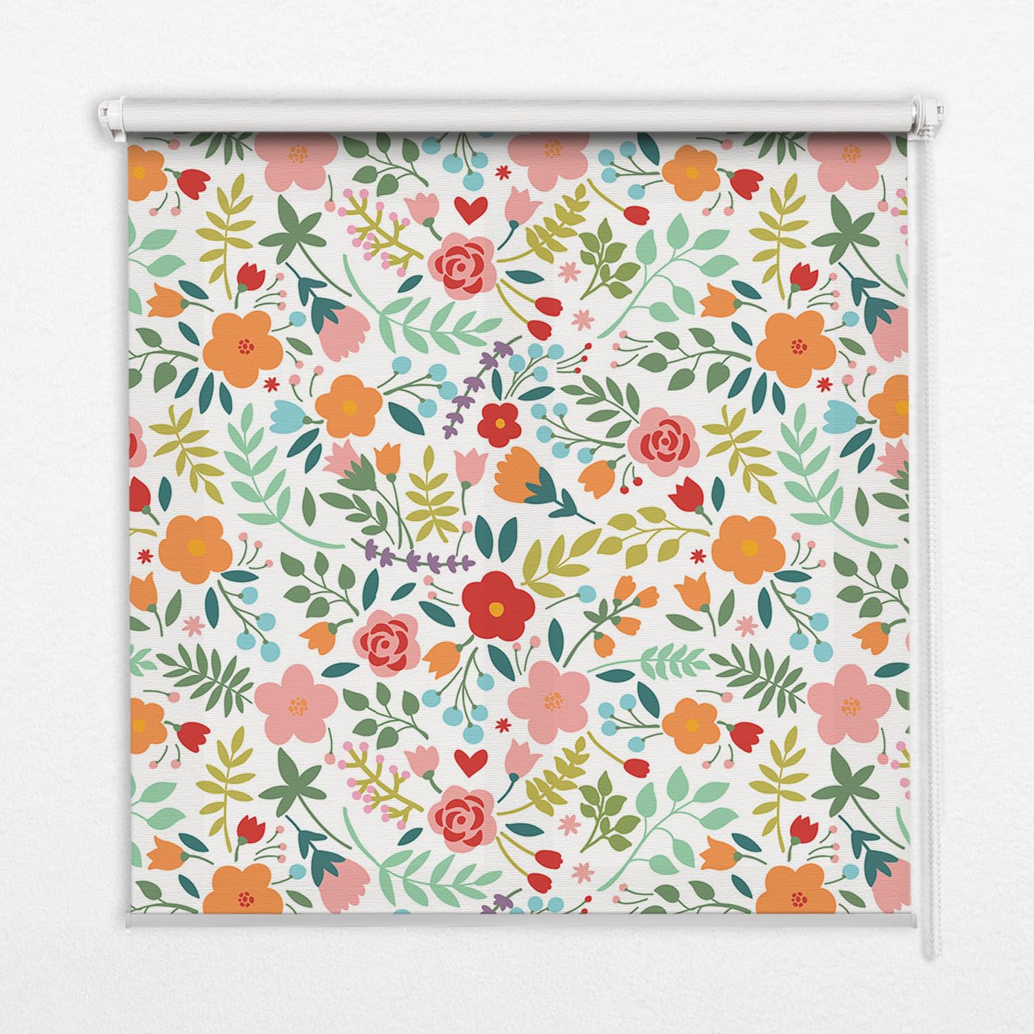 Store enrouleur perméable fleurs peintes sans perçage pour petite fenêtre