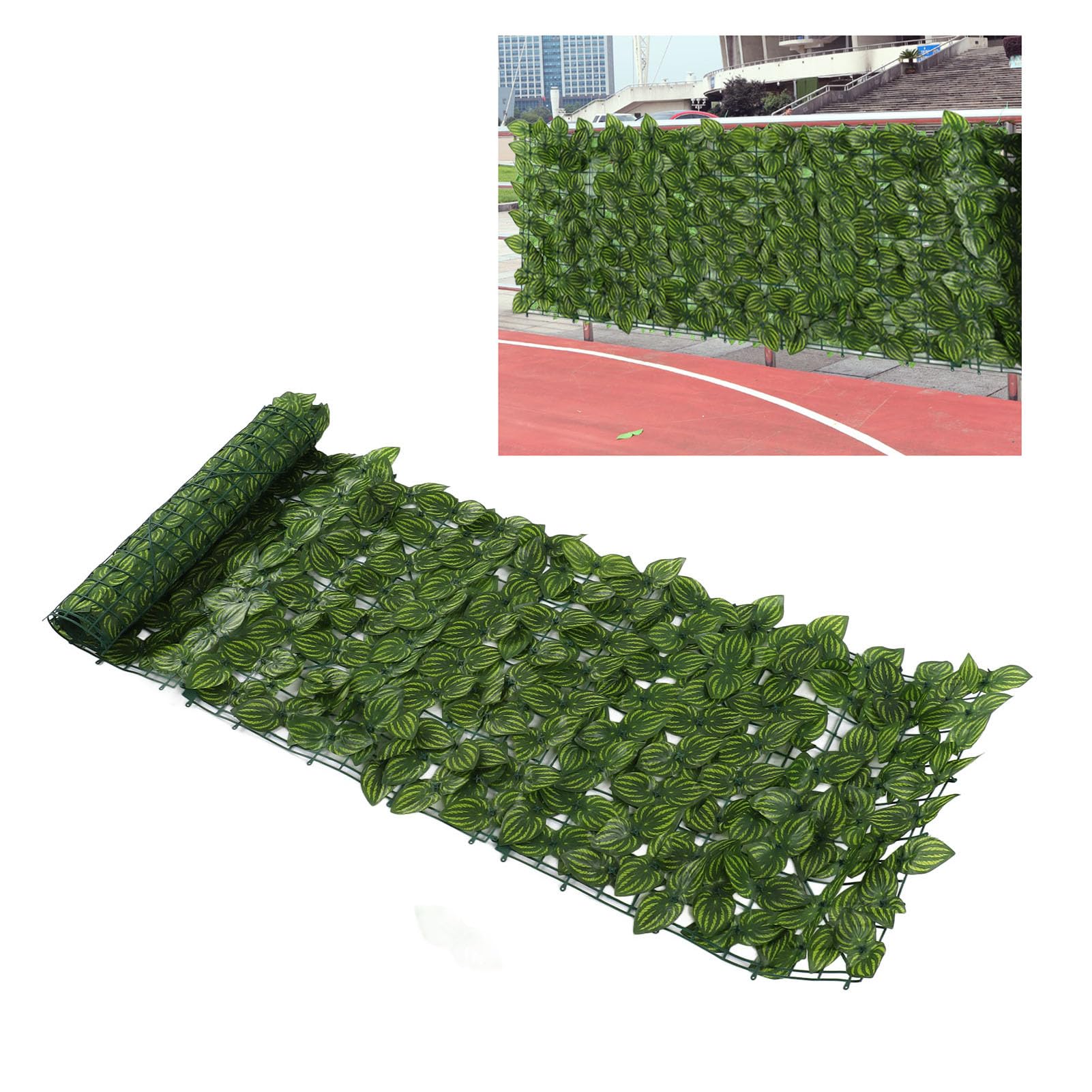 Künstliche Hecke, Kunststoff, Sichtschutzzaun mit künstlichen Blättern, dekorative Wand für Garten und Balkon, UV-beständig, einfach zu installieren (Wasserblätter)
