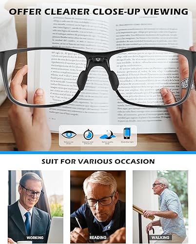 Miniatura 4 de ANYLUV Gafas de lectura para hombres y mujeres, bloqueo de luz azul, lentes de lectura premium para hombre, marco de Al-mg con bisagra de resorte