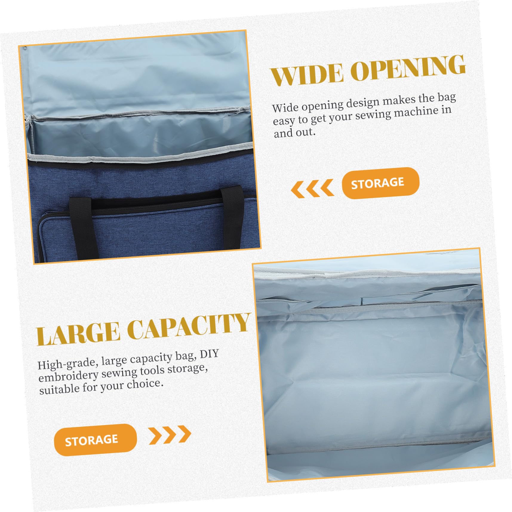 ORFOFE Sac de Rangement Résistant pour Machine à Coudre Tissu Oxford Pochette Multifonction avec Compartiments Multiples Portable et Ergonomique Bleu